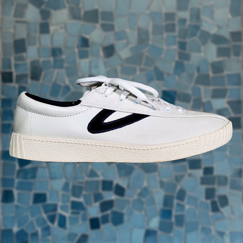Tretorn Tretorn Nylite Plus Sneaker White Leather Velvet Navy Logo Womens US 7.5, 5.5 UK Size US 6 / IT 36 - 1 Thumbnail
