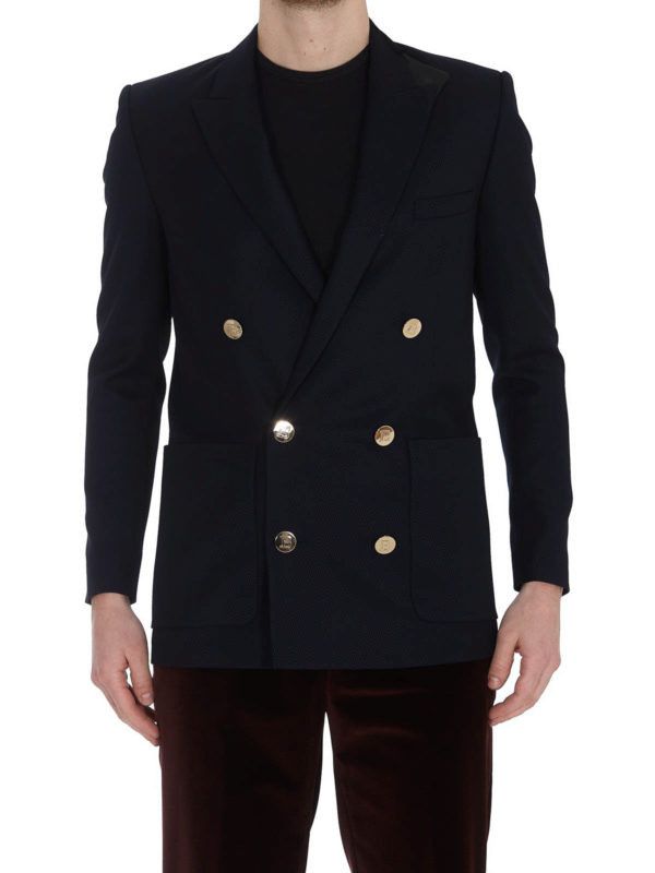 Balmain o1s1wg111025 Wool Double Breasted Blazer Jacket in Navy Blue Size US XL / EU 56 / 4 - 4 Thumbnail