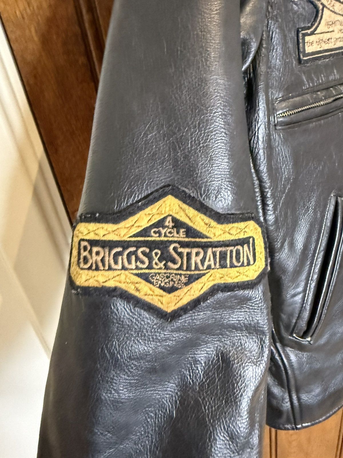 AMI A.M.I vintage leather patches motorcycle jacket rare oil Size US L / EU 52-54 / 3 - 11 Thumbnail