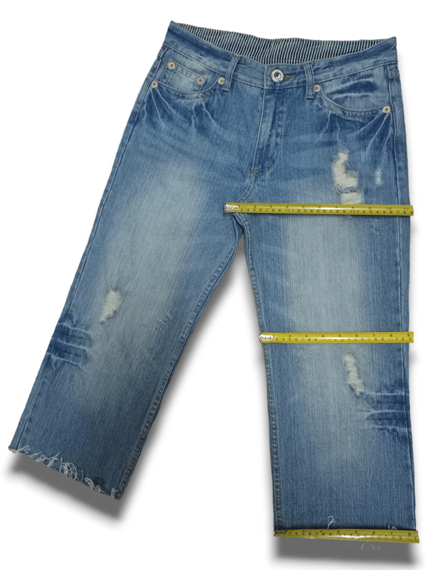 Japanese Brand Vintage Japanese Blue Wash Distressed Baggy Jeans Shorts Size US 30 / EU 46 - 10 Thumbnail