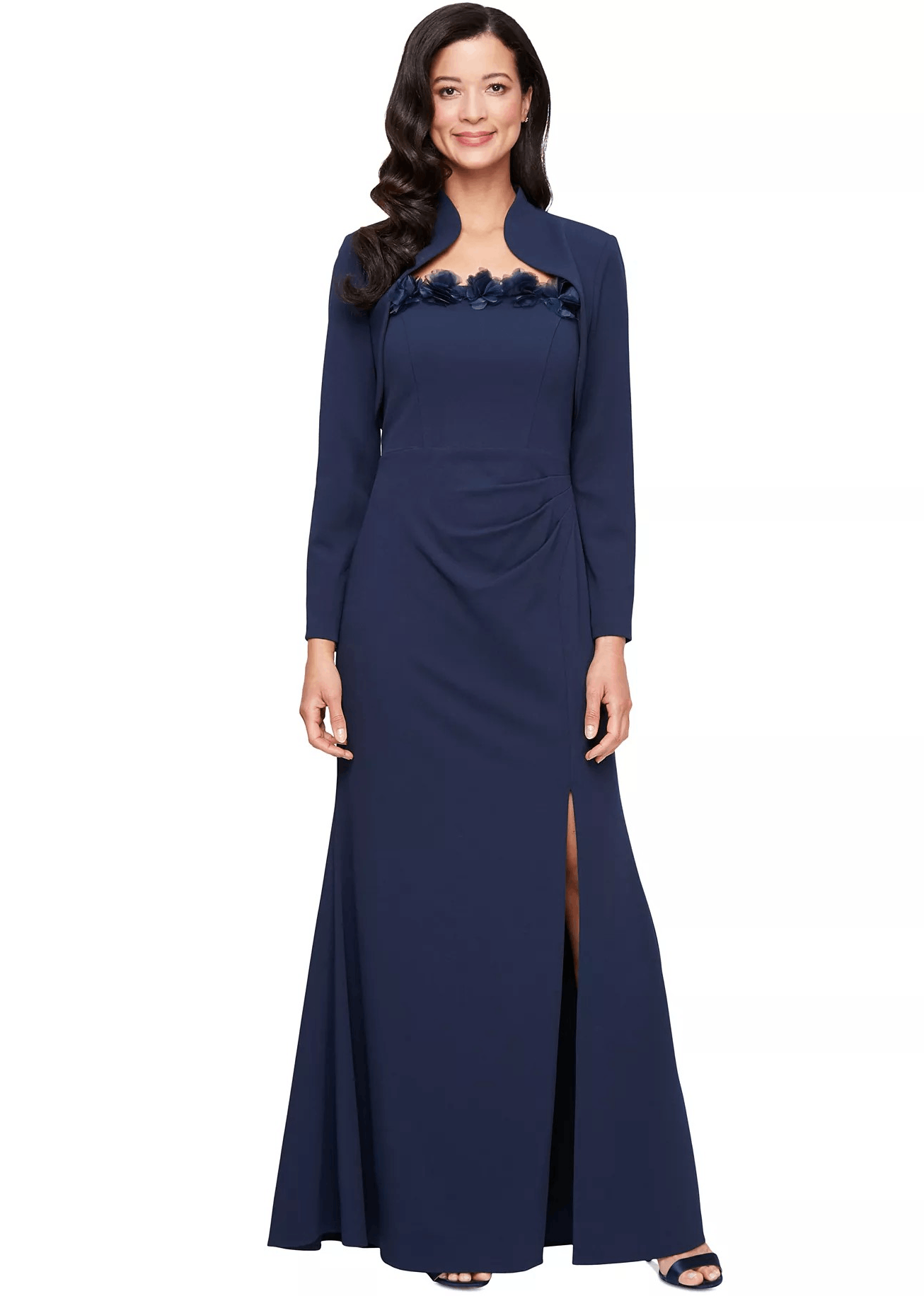 Alex Evenings Alex Evenings Women's Rosette-Trim Bolero-Jacket Gown Size 6 Size M / US 6-8 / IT 42-44 - 1 Thumbnail
