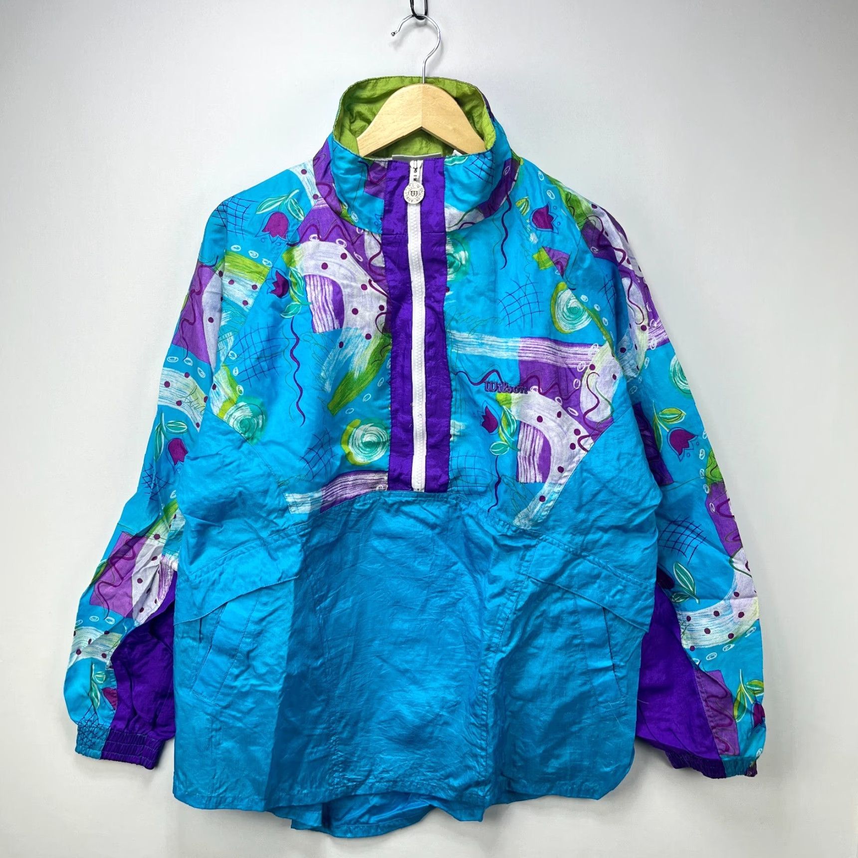 Wilson VINTAGE 90s Wilson Advantage Tennis Windbreaker Jacket M Men Blue Windbreaker Tennis 90s Mens Size US M / EU 48-50 / 2 - 2 Thumbnail