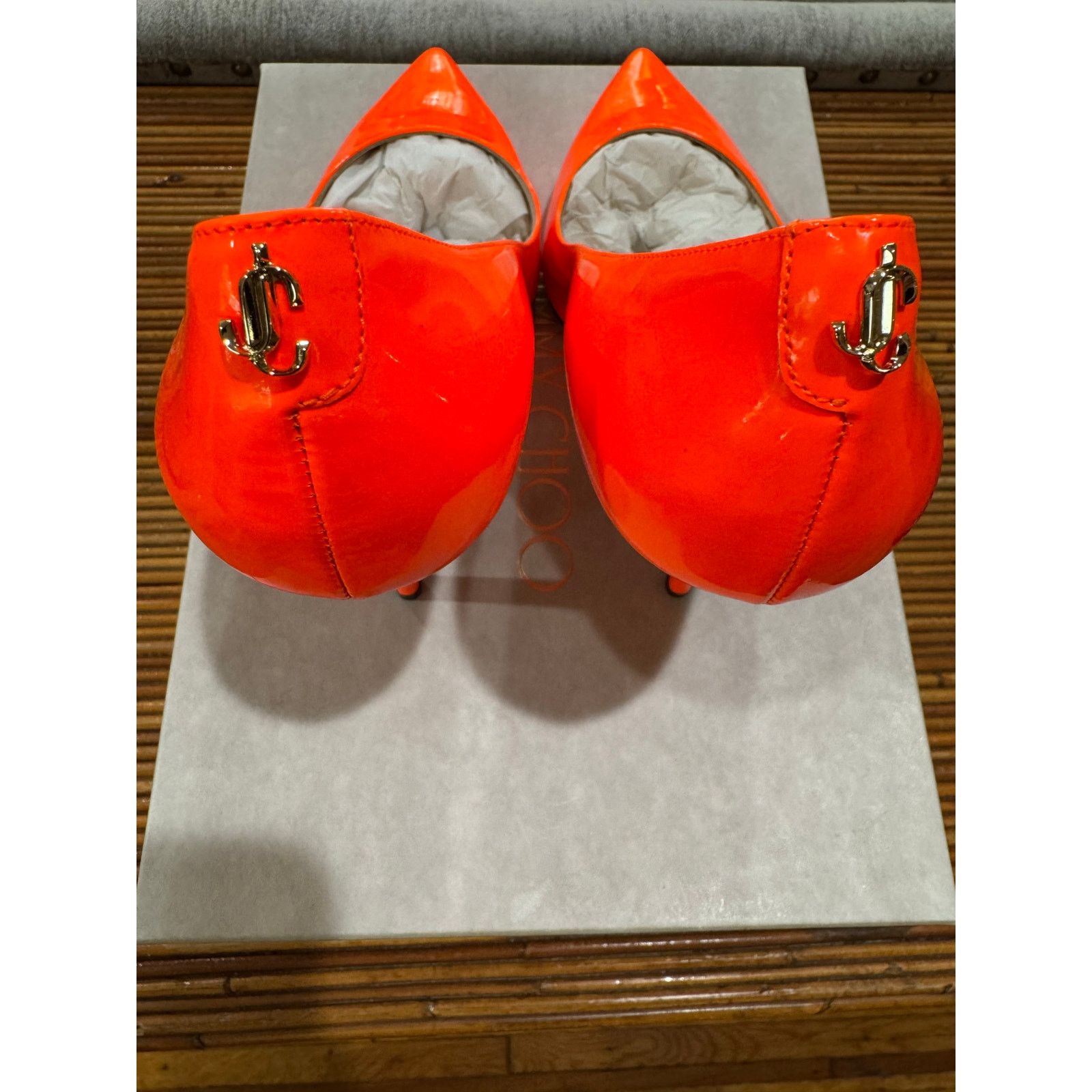 Jimmy Choo Jimmy Choo Love 100 Orange Patent Leather Pumps Size 36.5 EU Size US 5.5 / IT 35.5 - 11 Thumbnail
