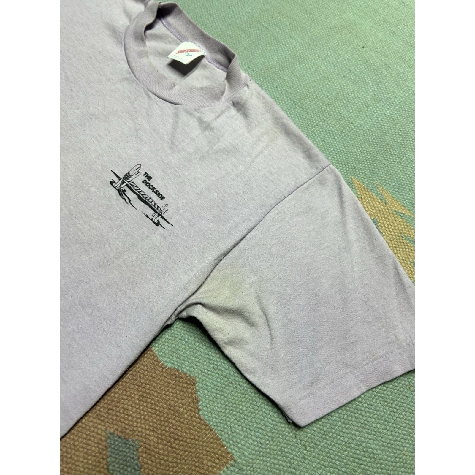 Jerzees VINTAGE 80s Jerzees T-Shirt the clam river dockside Michigan restaurant Purple Large Men Size US L / EU 52-54 / 3 - 6 Thumbnail