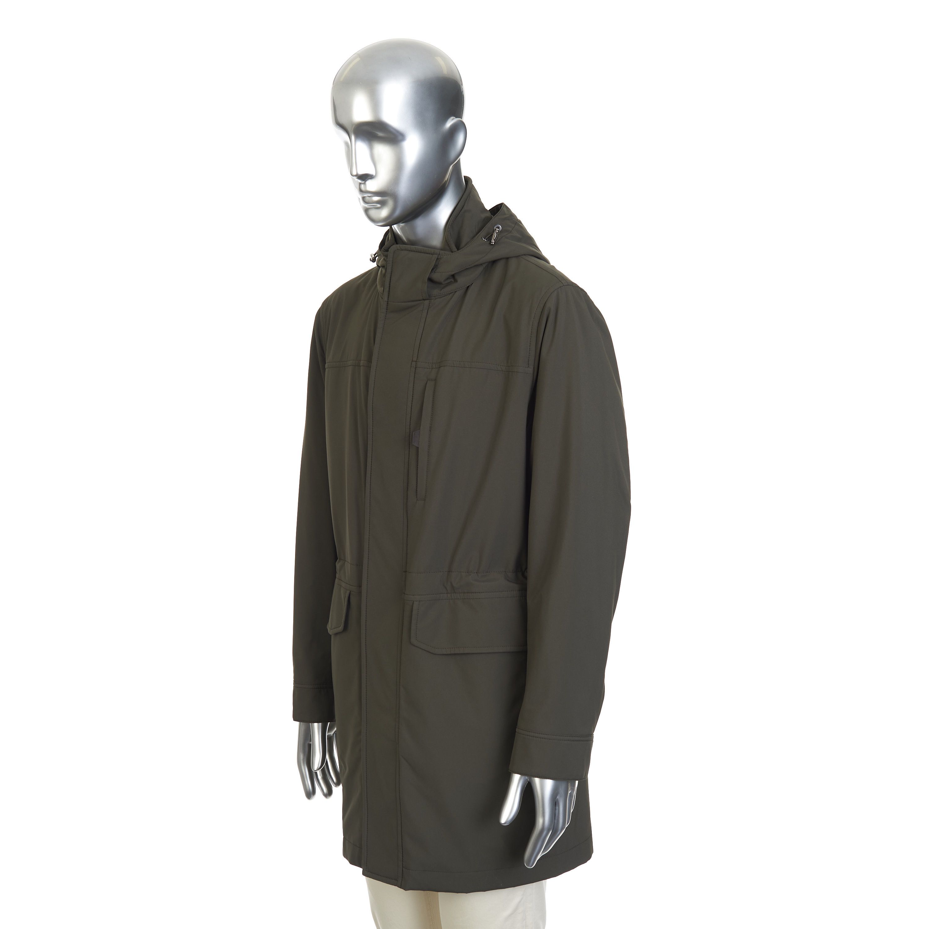 Brioni Parka Coat In Olive Green Performa Nylon, Detachable Hood Size US M / EU 48-50 / 2 - 2 Thumbnail