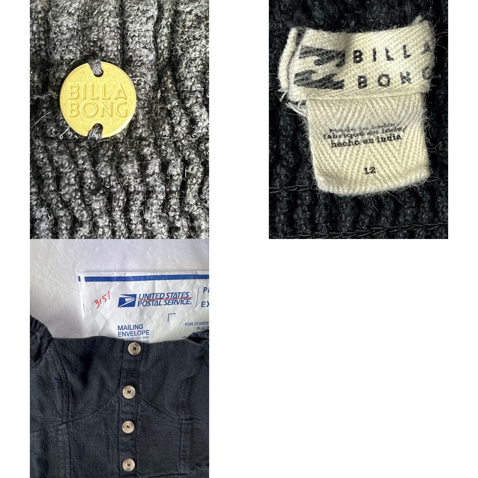 Billabong Billabong Mini Dress Marine Square Neck Puff Sleeve Button Front Black 12 Women Regular Short Cotton Blend Casual Spring Summer Size XL / US 12-14 / IT 48-50 - 8 Thumbnail