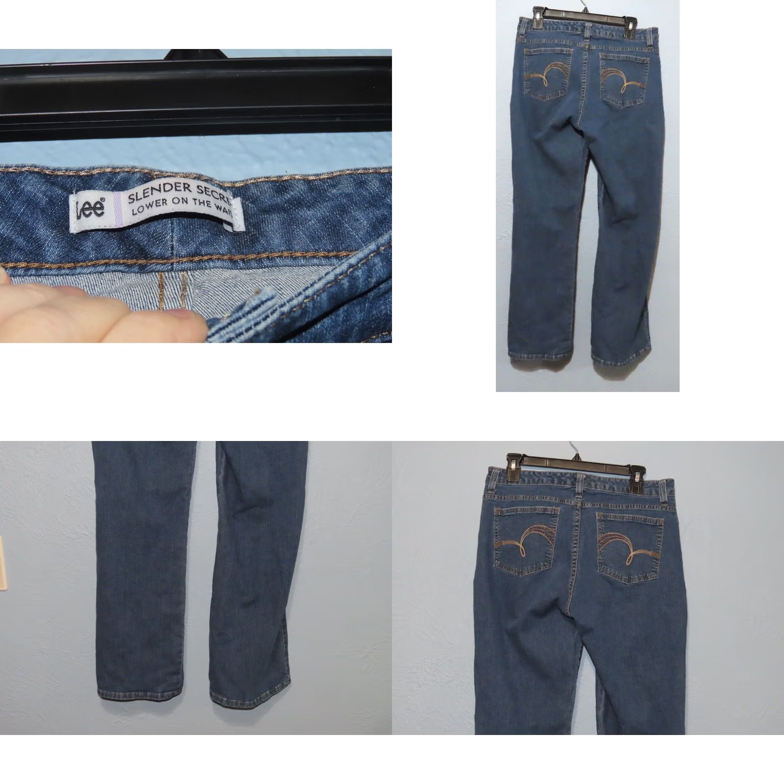 Lee Lee Women’s Size 14 Jeans Short Slender Secret Medium Wash Blue 32x27 Stretch Regular Rise Straight 5-Pocket Denim Cotton Spandex Menus? Size 36" / US 14 / IT 50 - 8 Thumbnail