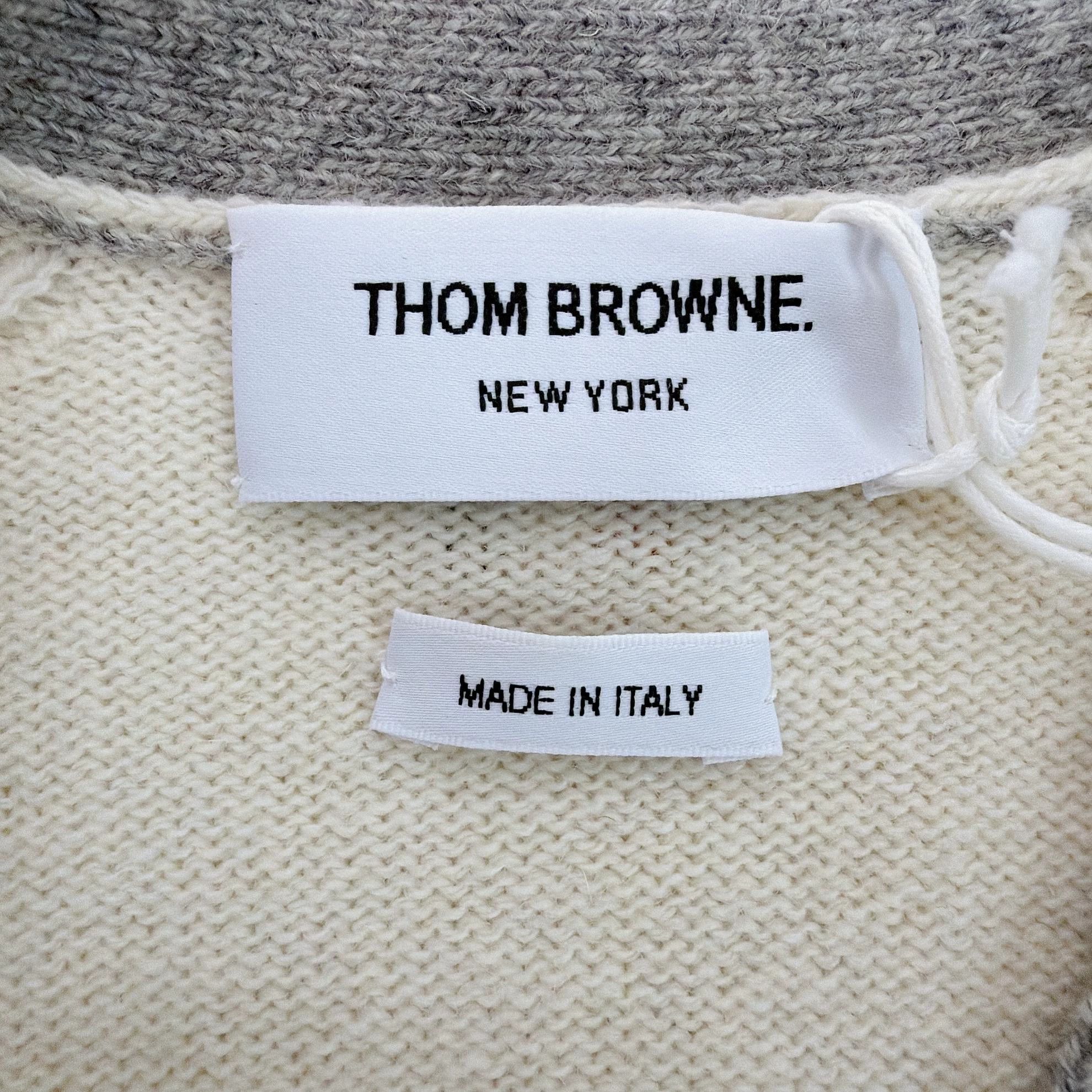 Thom Browne Thom Browne Beige Knit Cardigan Size 3 New with Tags Size US L / EU 52-54 / 3 - 7 Thumbnail