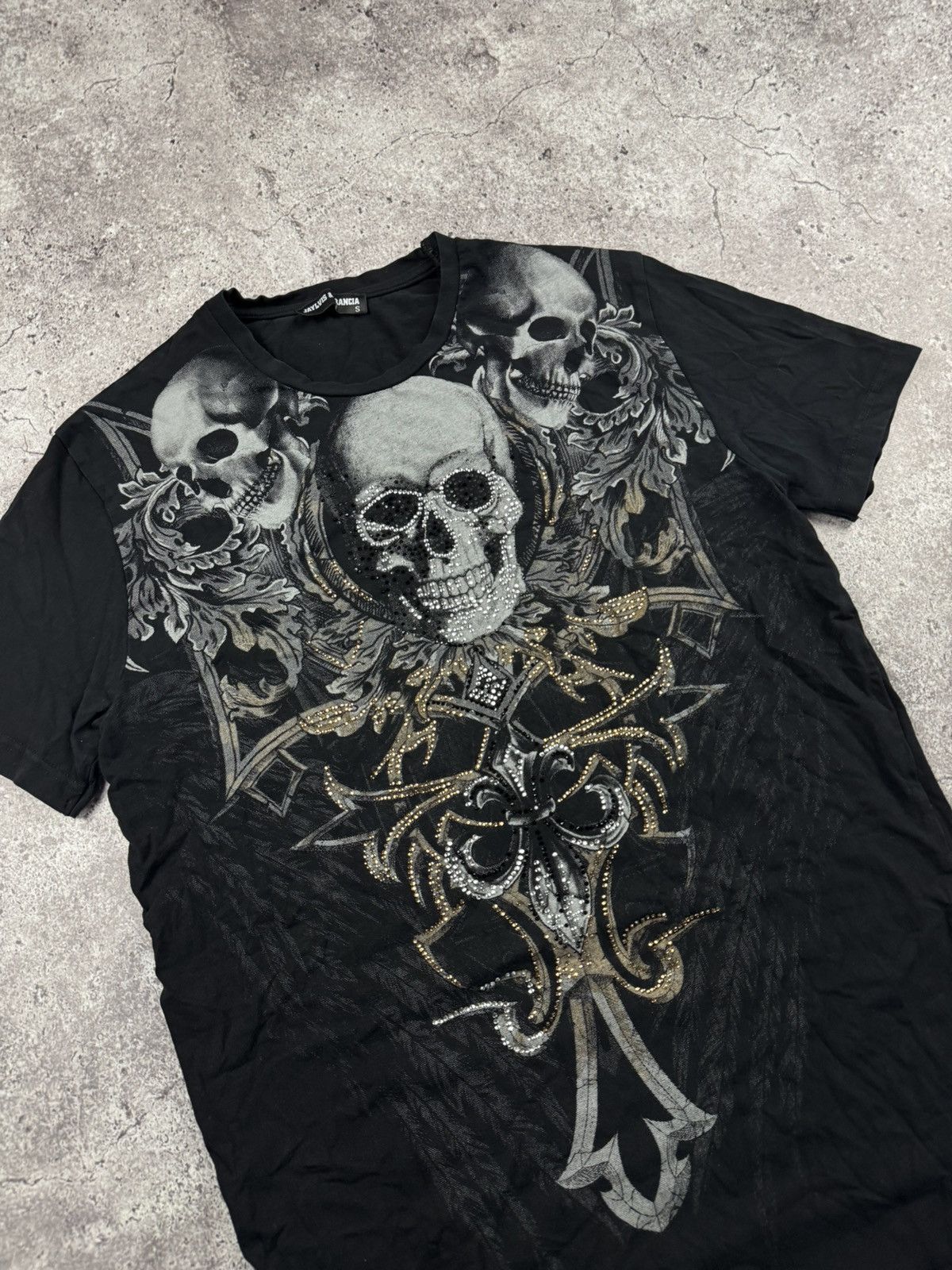Japanese Brand Vintage Y2K Affliction Style Skull Grunge T Shirt Japanesse Size US S / EU 44-46 / 1 - 2 Thumbnail