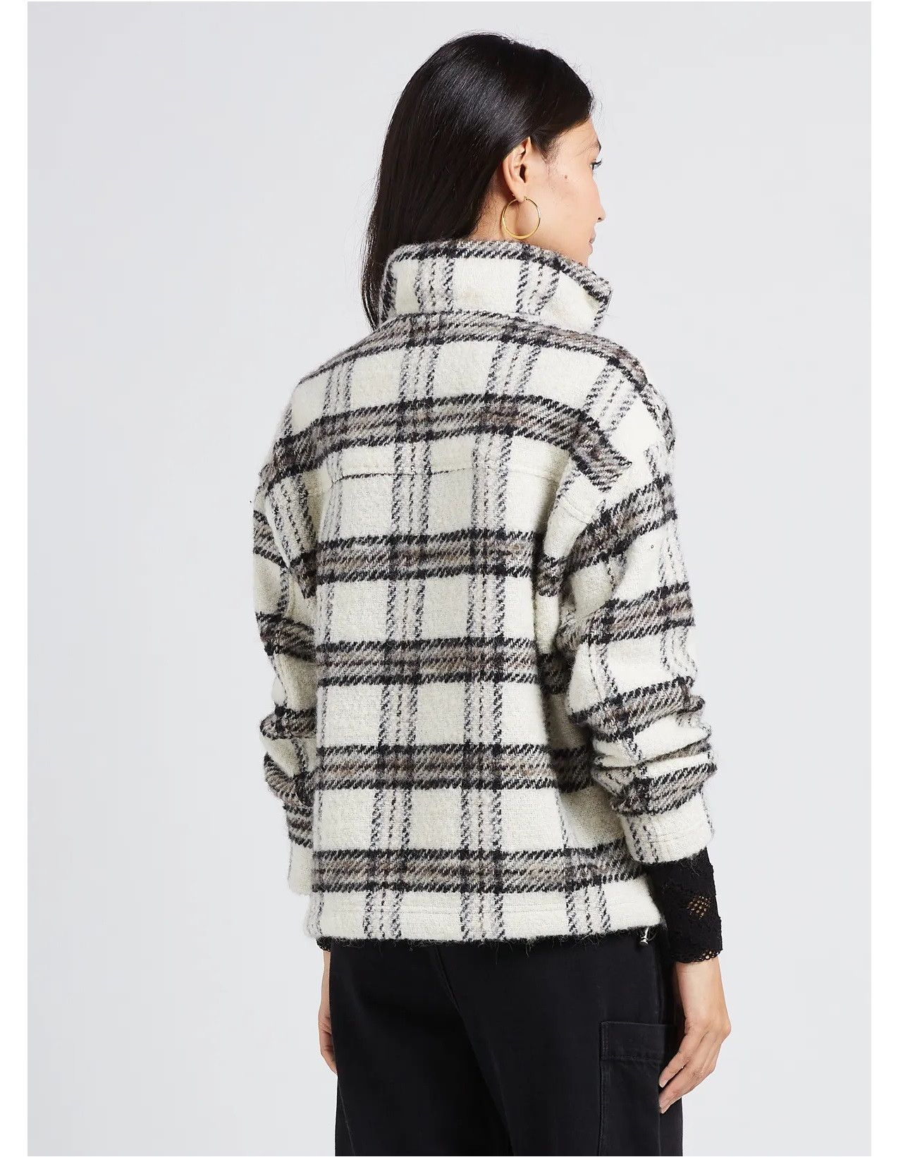 Iro Beige Checked wool-blend sweatshirt jacket Size S / US 4 / IT 40 - 7 Thumbnail