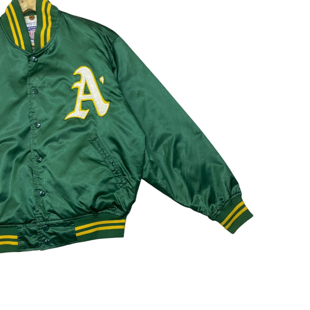Chalk Line × MLB × Starter 💥Vtg National League Oakland Athletics Satin Bomber Jacket Size US L / EU 52-54 / 3 - 4 Thumbnail