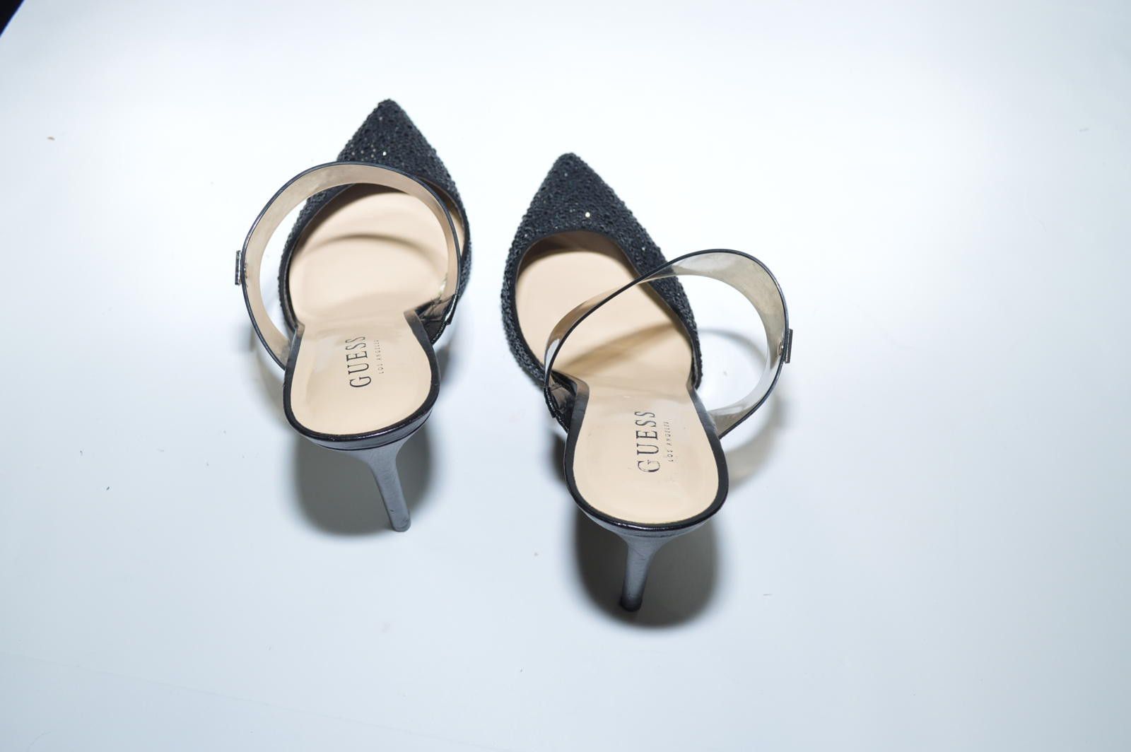 Guess GUESS Black Rhinestone Embellished Heels with Clear Strap Size US 10 / IT 40 - 2 Thumbnail