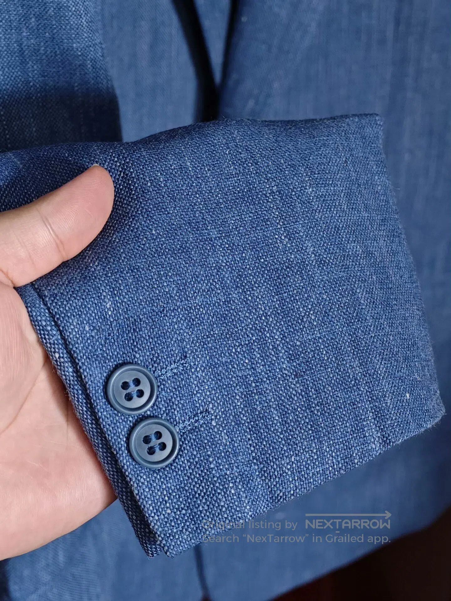 Japanese Brand Custom Italian Blue Suit Jacket. Size US L / EU 52-54 / 3 - 4 Thumbnail