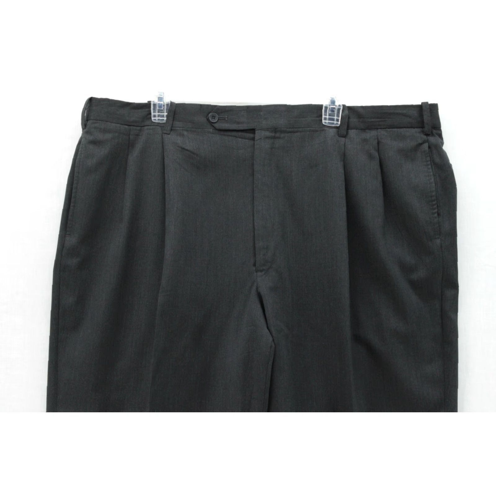 Vintage Corbin Dress Pants Mens 44x30 Black Wool Pleated Cuffed Slacks Classic Stylish Size US 44 / EU 60 - 2 Thumbnail