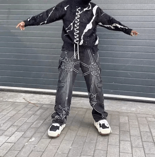 Vintage gear patch design high street jeans