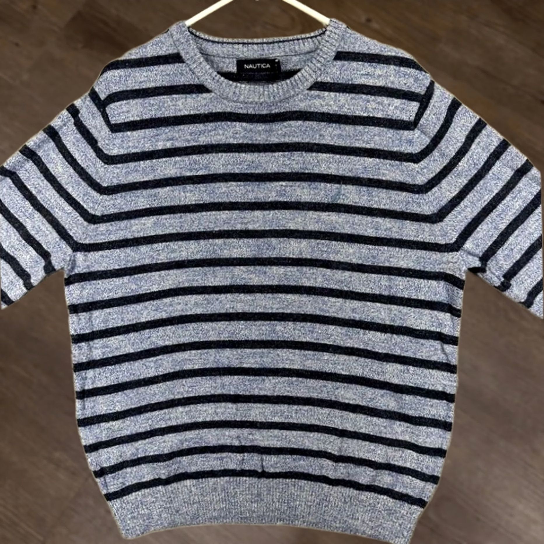 Nautica Nautica Crewneck Sweater Mens Medium Blue Striped 100% Cotton Pullover Knit Chest 44 Length 27 NEW Size US M / EU 48-50 / 2 - 1 Thumbnail