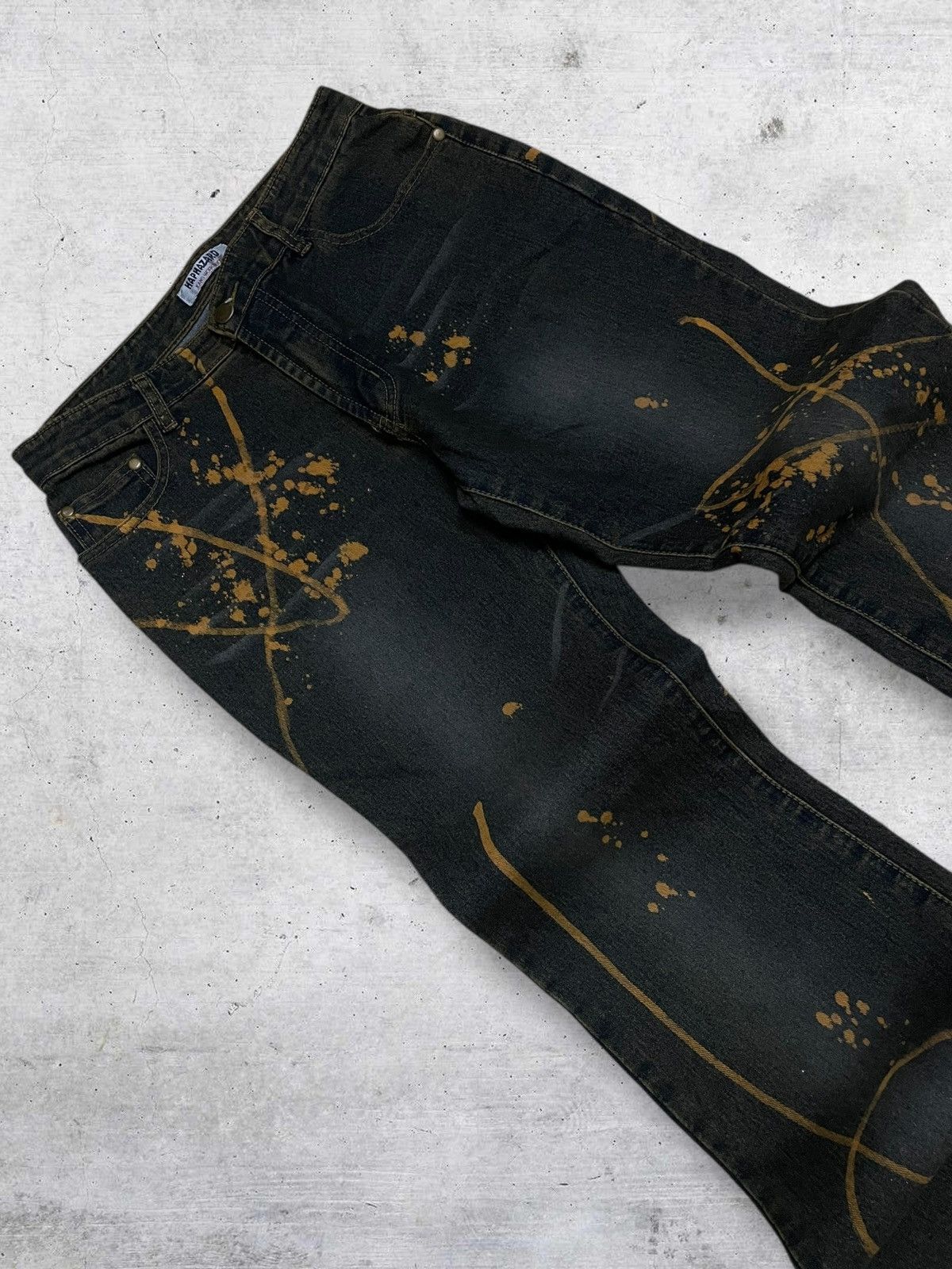 Tornado Mart VINTAGE HAPHAZARD JAPAN OG 90S DESIGNER BLEACH SPLASH FLARED Size US 28 / EU 44 - 7 Thumbnail