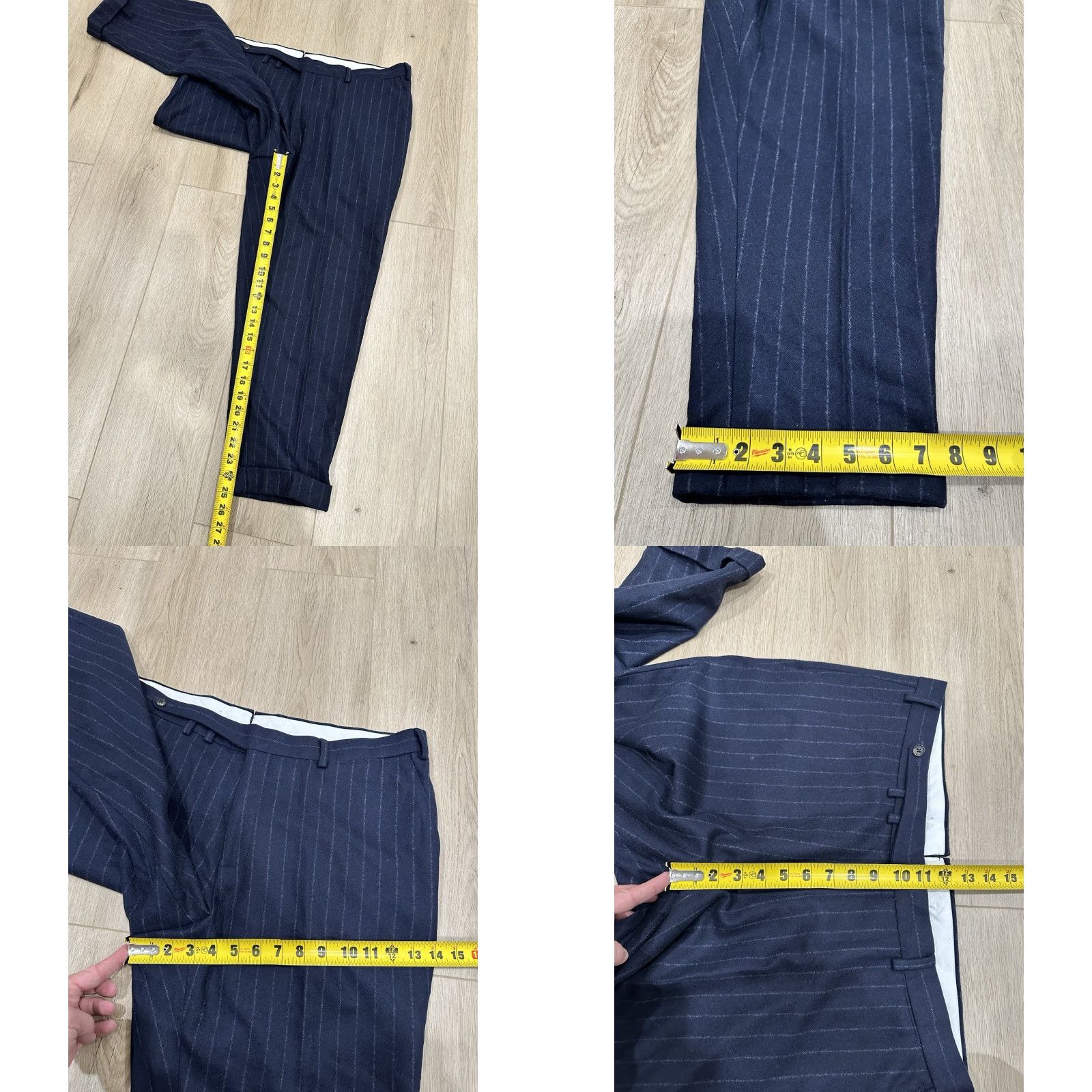 Suitsupply Suitsupply Wool Flannel Striped Navy White Dress Pants Trousers 38x25 Men Regular Inseam 25 Flat Front Dress Pants Suitsupply Size 38R - 9 Thumbnail