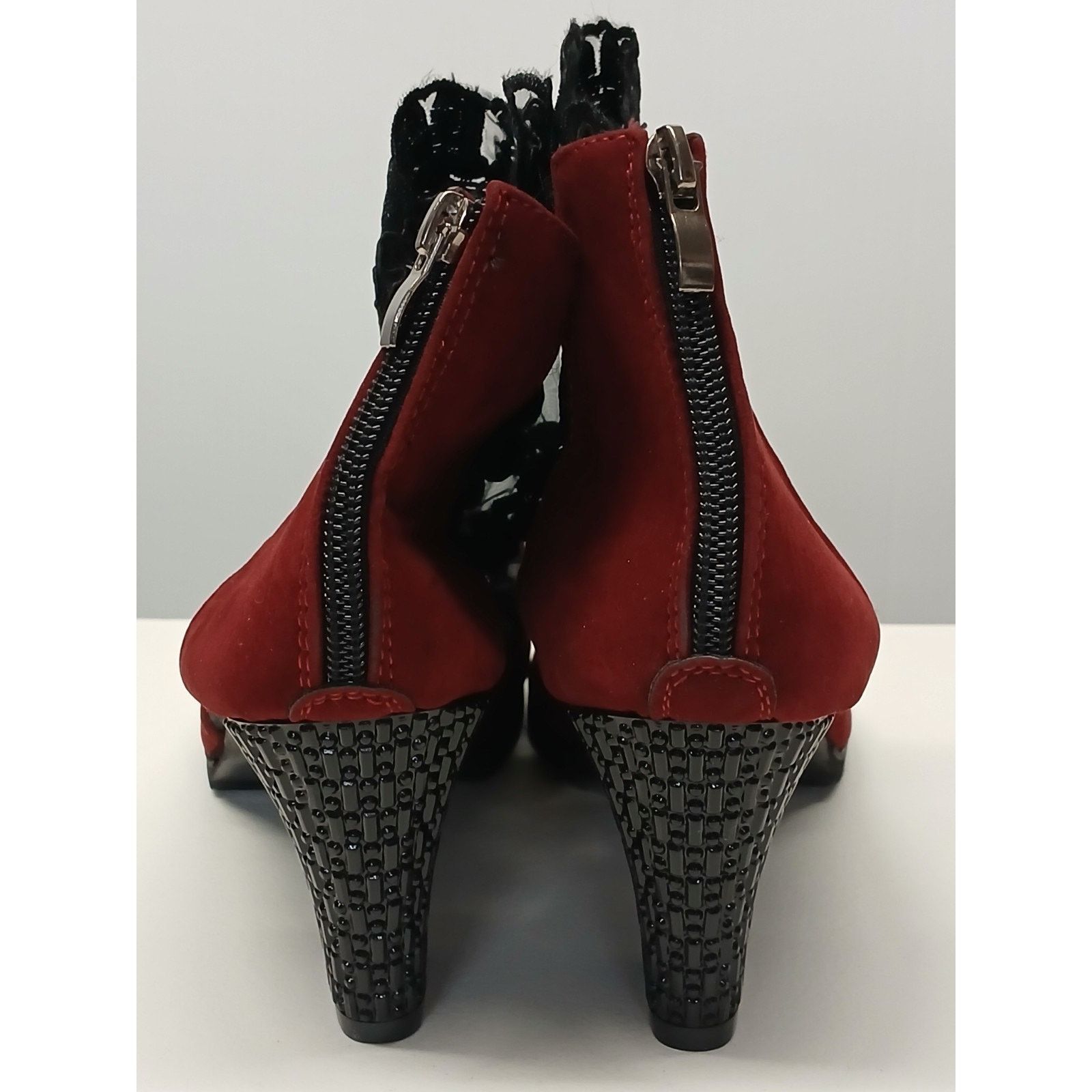 Other Multicolor (9.5) Peep-Toe Lace Accent Ankle Bootie Heels Size US 9.5 / IT 39.5 - 5 Thumbnail
