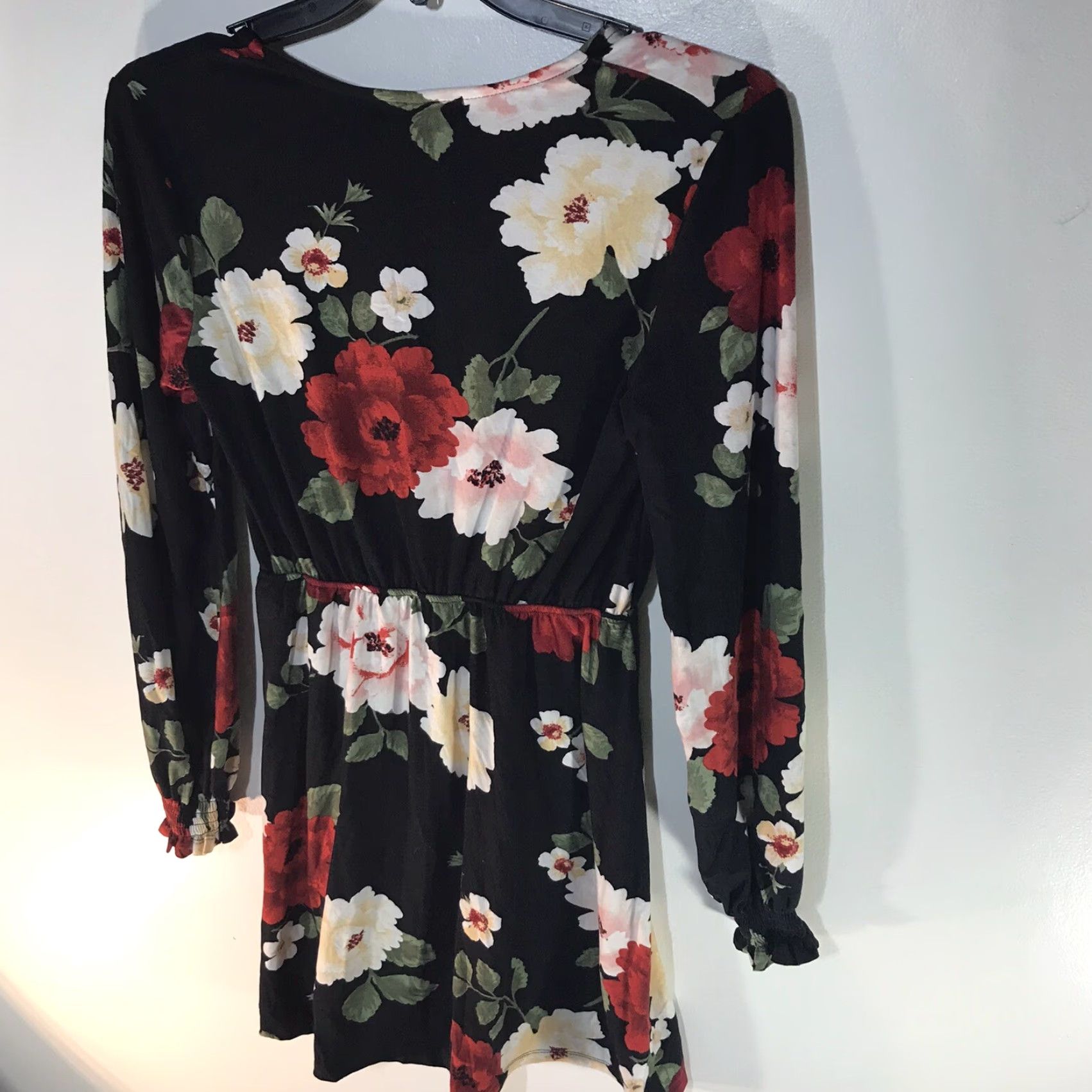 Vintage Derek Heart Floral Print V-Neck Above Knee Dress Womens Size L Black Size L / US 10 / IT 46 - 2 Thumbnail