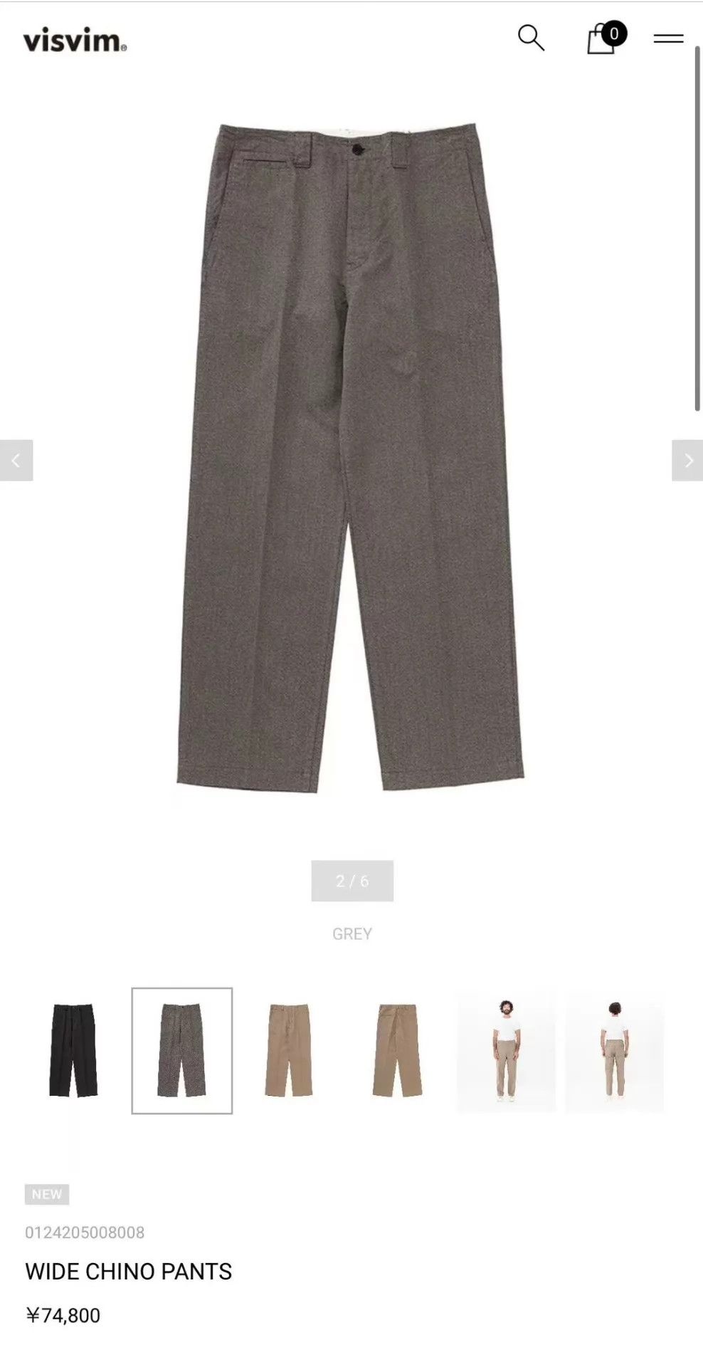 Visvim VISVIM 24AW WIDE CHINO PANTS grey1 pre-washed long-staple cotton twill Size US 30 / EU 46 - 7 Thumbnail