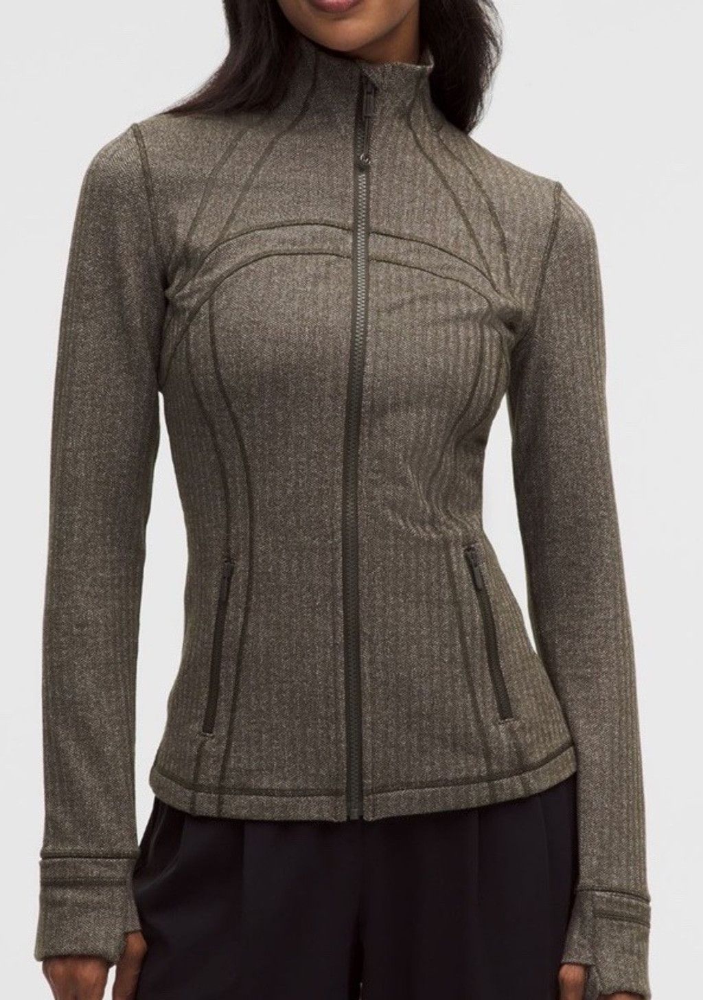 Lululemon LULULEMON DEFINE JACKET HERRINGBONE DARK OLIVE BROWN SZ 4 Size S / US 4 / IT 40 - 6 Thumbnail