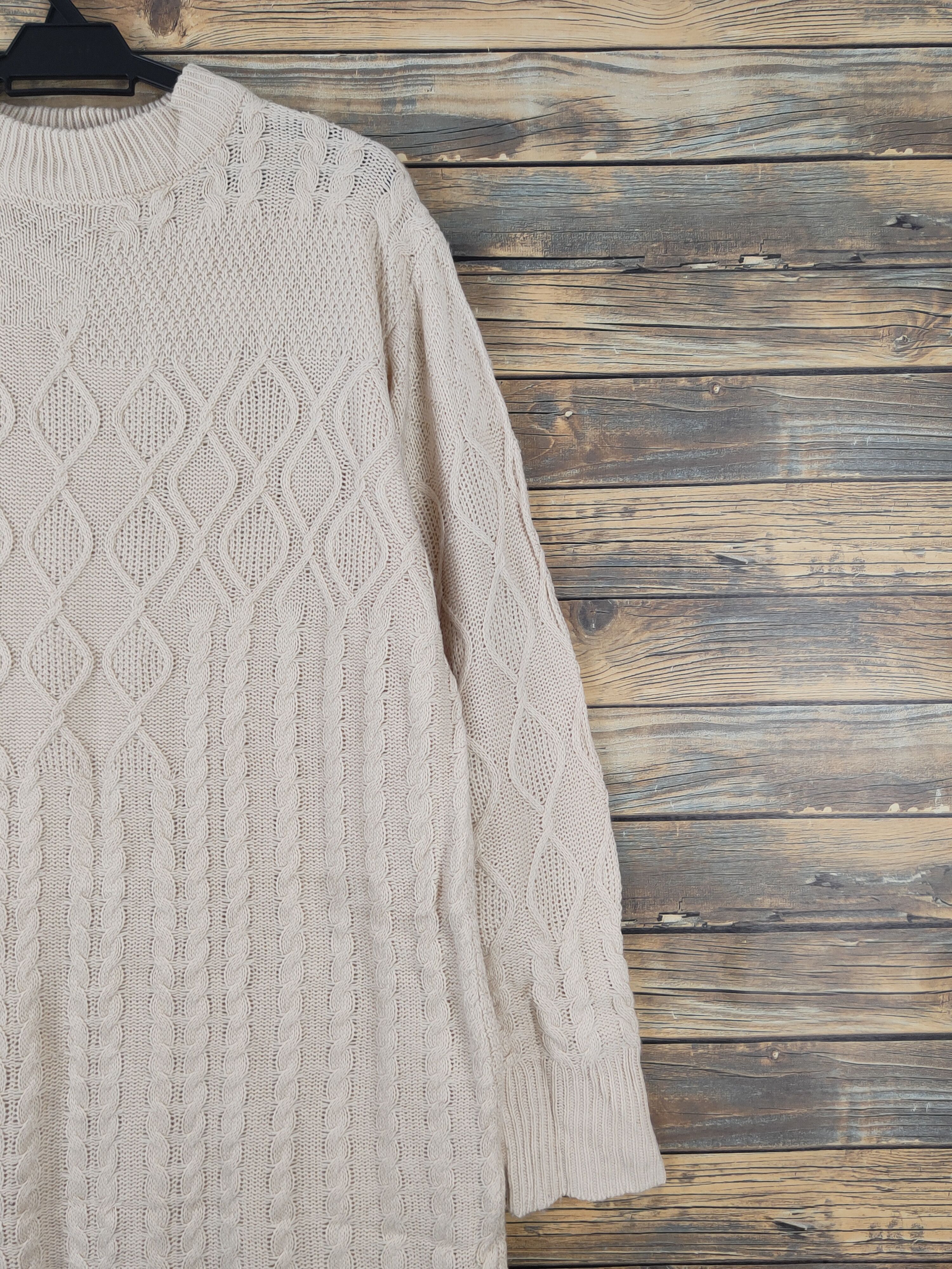 Aran Isles Knitwear Earth Music & Ecology Beige Knitwear Long Sweatshirts #W1140 Size XL / US 12-14 / IT 48-50 - 5 Thumbnail