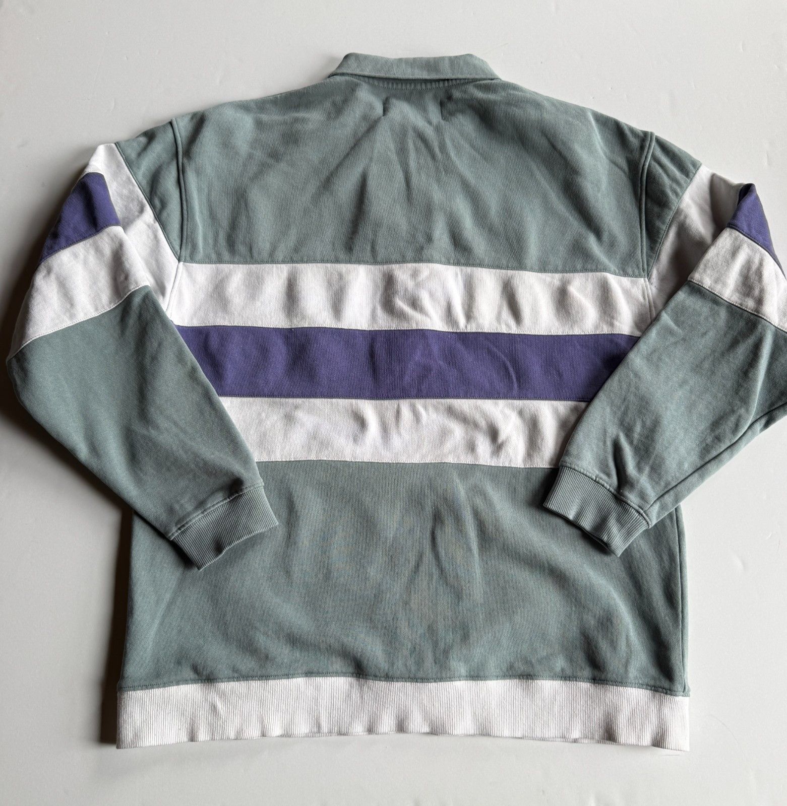 Noon Goons Noongoons Blue Quarter Zip Striped Rugby Polo Sweatshirt Size US L / EU 52-54 / 3 - 5 Thumbnail