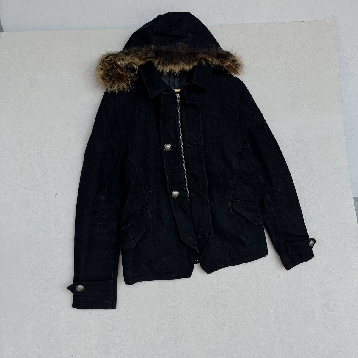 Other Vintage Black Denim Jacket With Fur Hood Size M Size M / US 6-8 / IT 42-44 - 3 Thumbnail