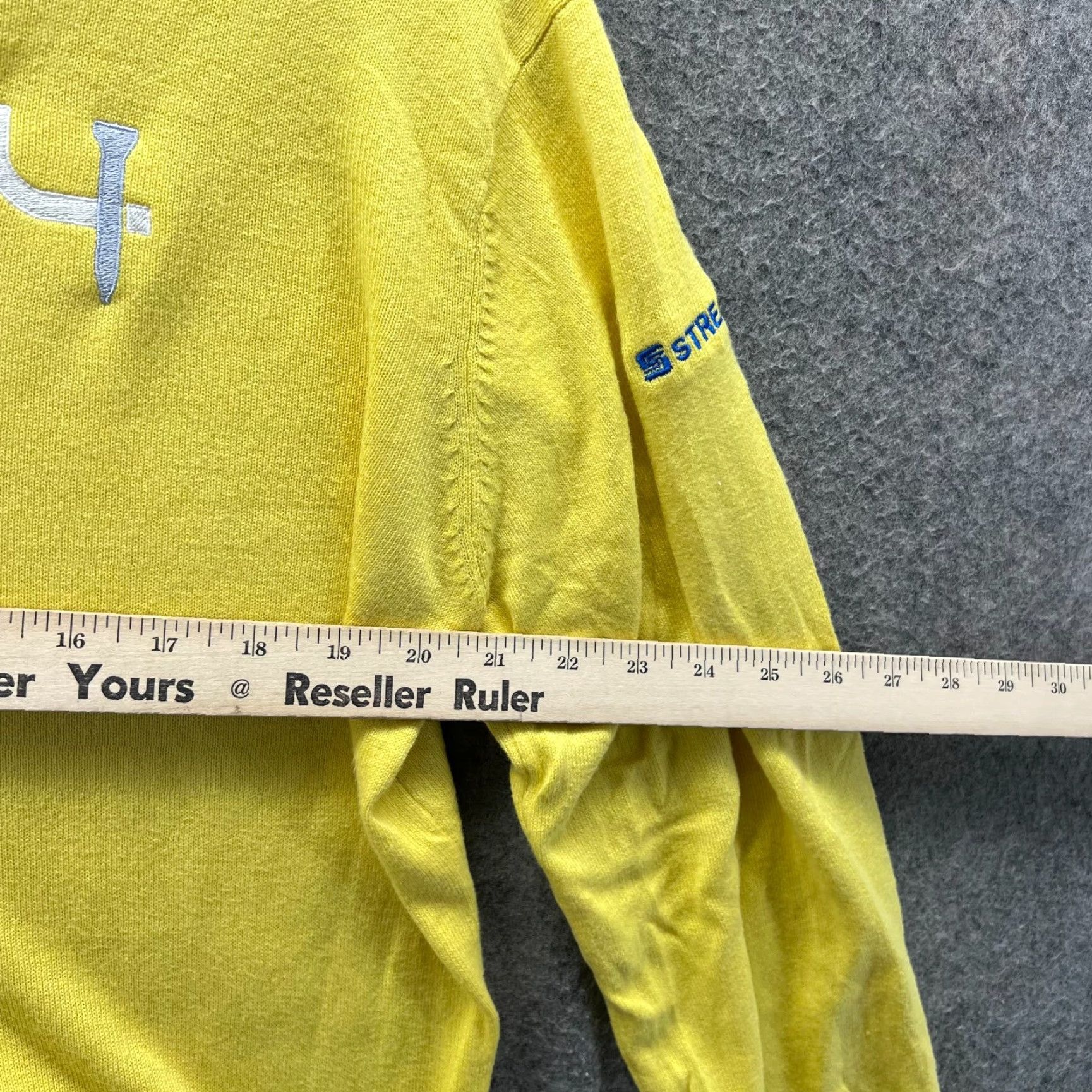 Vintage Graham Luxe Pullover Sweater Men M Yellow Embroidered Zipper Mock Neck Knit Cotton Long Sleeve Water: None Size US M / EU 48-50 / 2 - 3 Thumbnail
