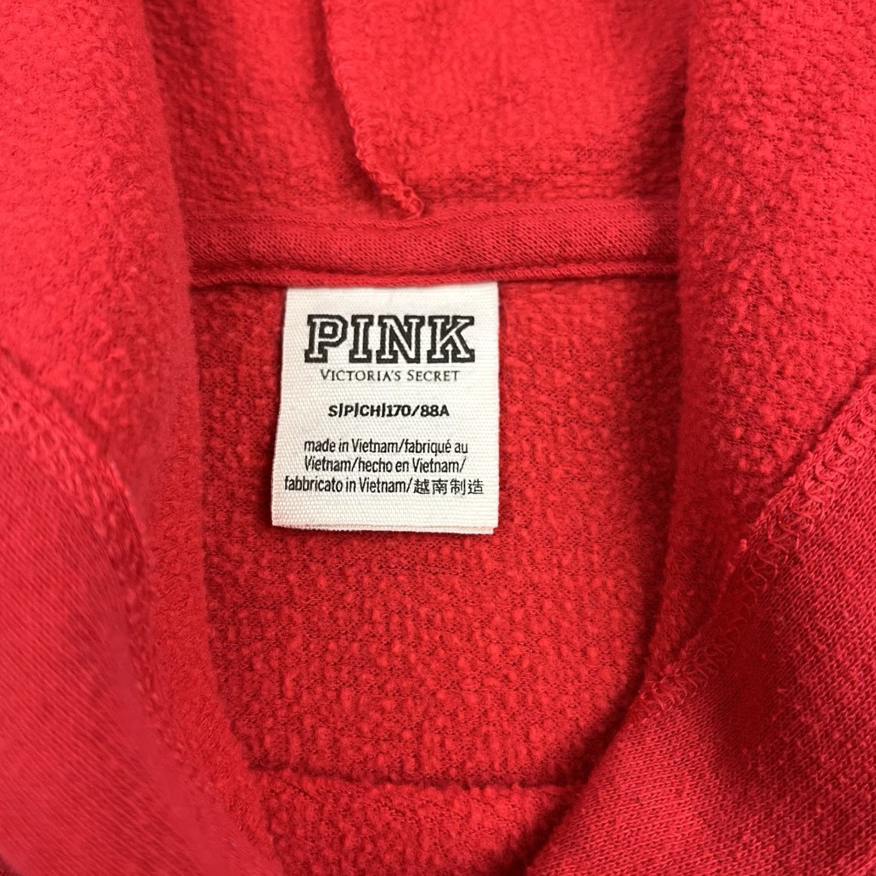 Victoria's Secret Victoria's Secret PINK Hoodie Womens Small Red Spellout Pullover Sweatshirt Size S / US 4 / IT 40 - 3 Thumbnail