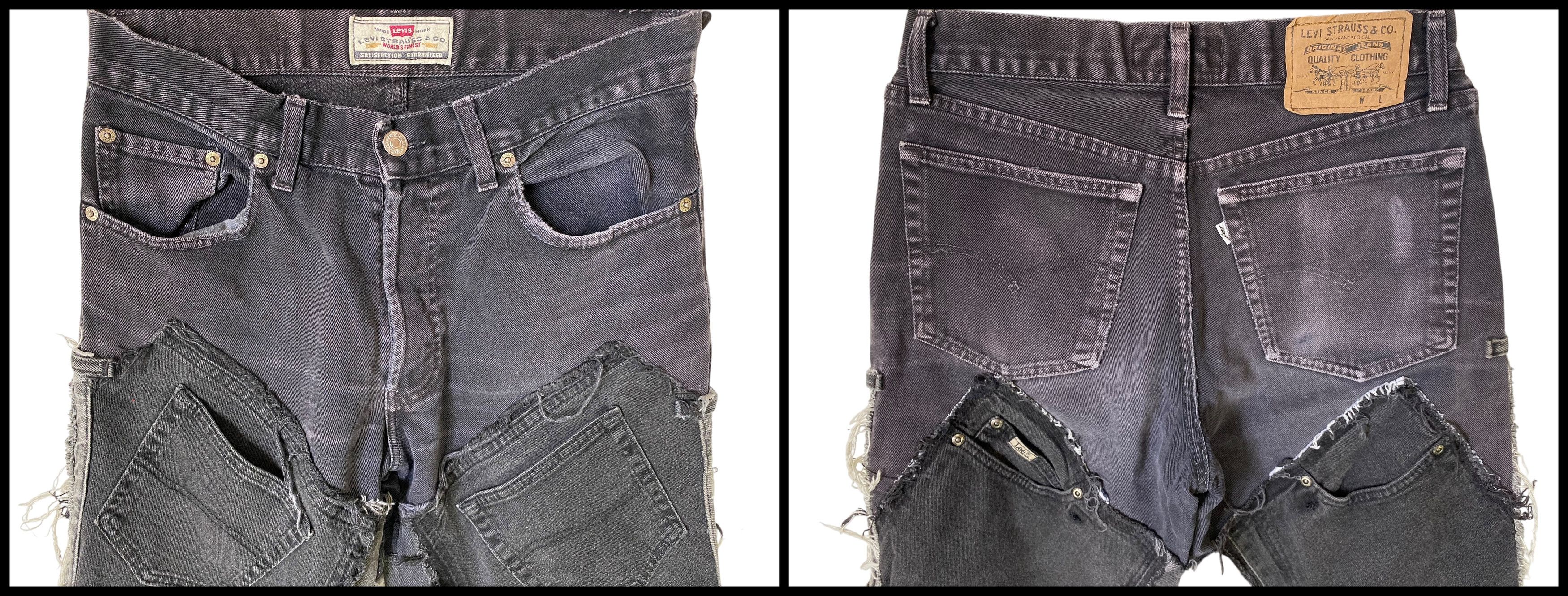 Levi's 2000s Levis 1 OF 1 crazy pocket custom patchwork jeans Size US 31 - 3 Thumbnail