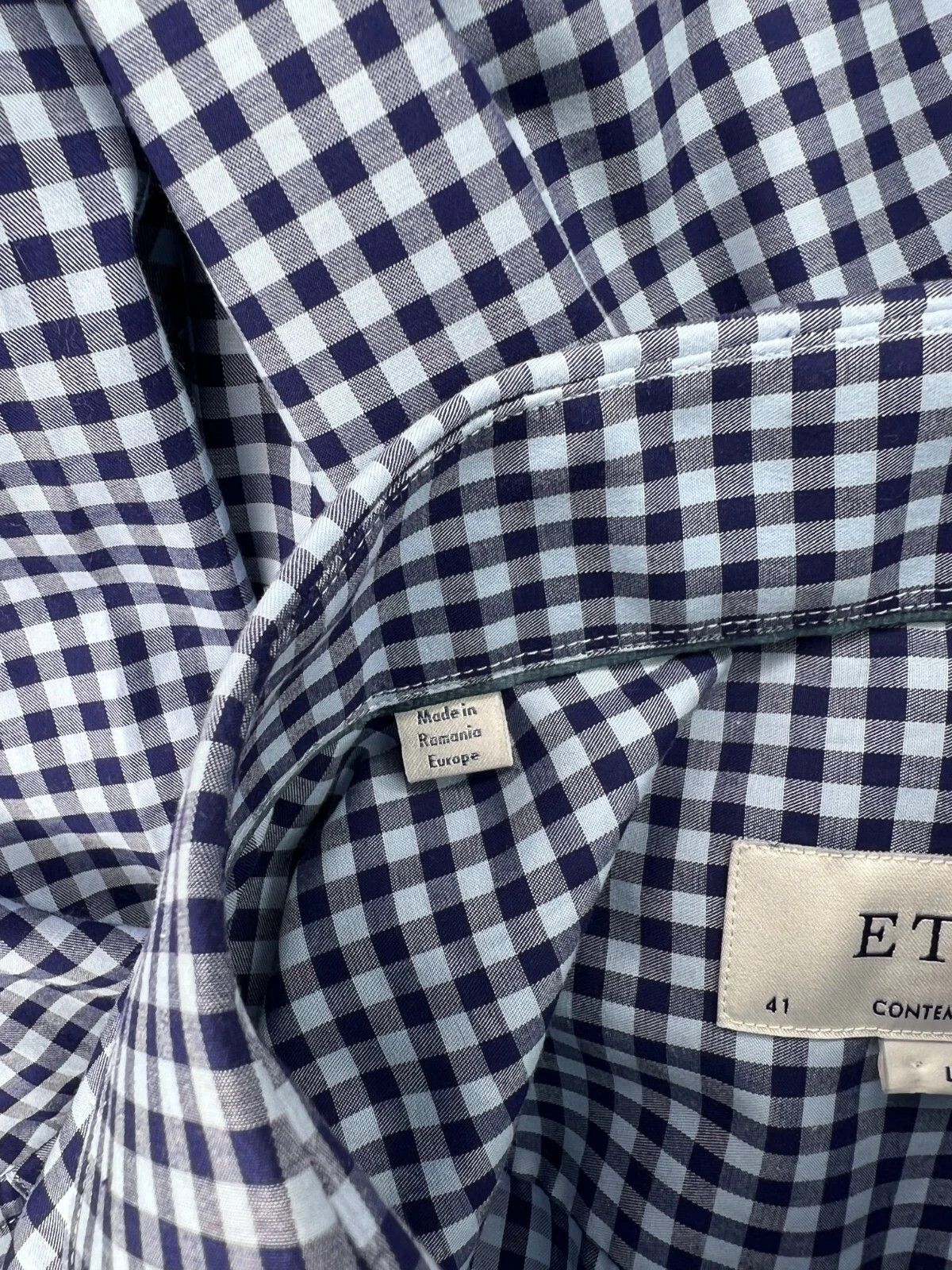 Eton Eton Contemporary Mens Casual Shirt Long Sleeve Blue Plaid Size US L / EU 52-54 / 3 - 10 Thumbnail