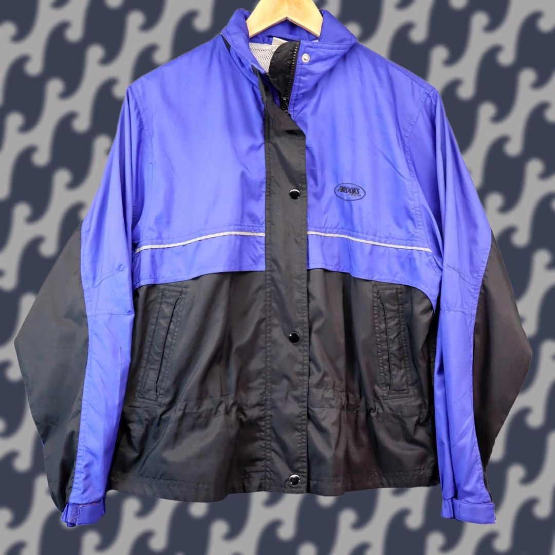 Brooks VINTAGE Brooks Windbreaker Jacket Web 90s Blue Small For Women Regular Full Zip Activewear Size S / US 4 / IT 40 - 1 Thumbnail