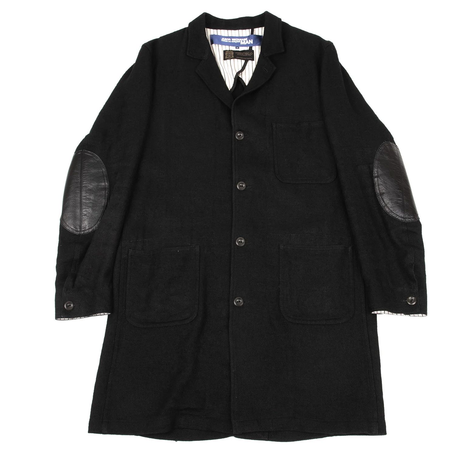Junya Watanabe Wool-Linen Chester Coat with Elbow Patches in Black, Size M Size US M / EU 48-50 / 2 - 1 Thumbnail