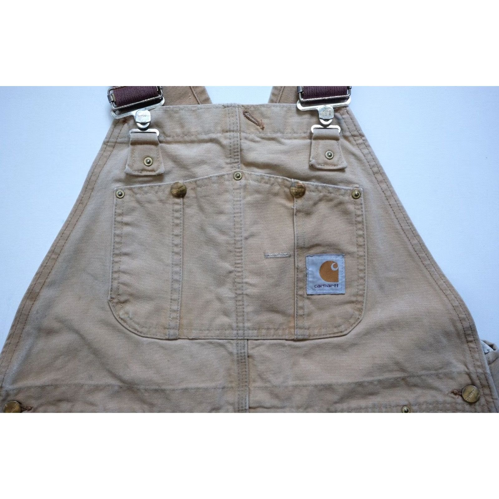 Carhartt VINTAGE Carhartt Jeans 90s USA Made Double Knee Overalls Bib Brown Work 36x30 Mens Jeans Bootcut 5-Pocket Inseam 29" Size US 36 / EU 52 - 4 Thumbnail