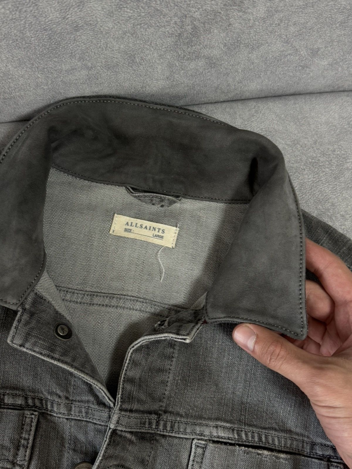 Allsaints × Designer Vintage AllSaints denim suede Y2K jeans jacket size L Size US L / EU 52-54 / 3 - 7 Thumbnail