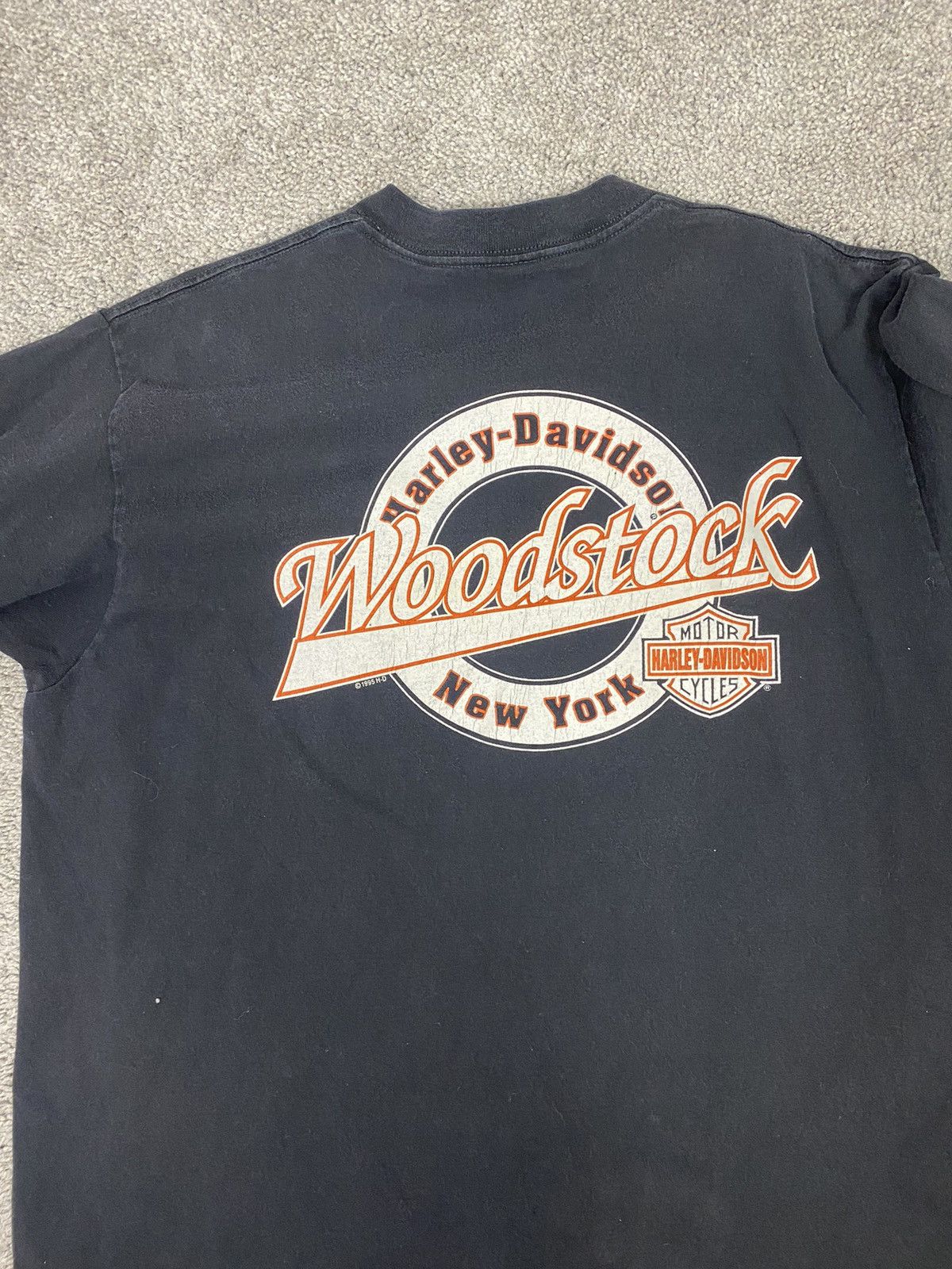 Harley Davidson × Vintage Vintage 1995 black harley davidson woodstock new york tshirt Size US XL / EU 56 / 4 - 5 Thumbnail