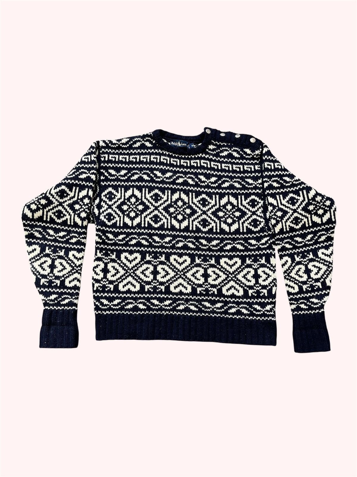 Ralph Lauren 80s Snowflake Wool Sweater Size US M / EU 48-50 / 2 - 1 Thumbnail