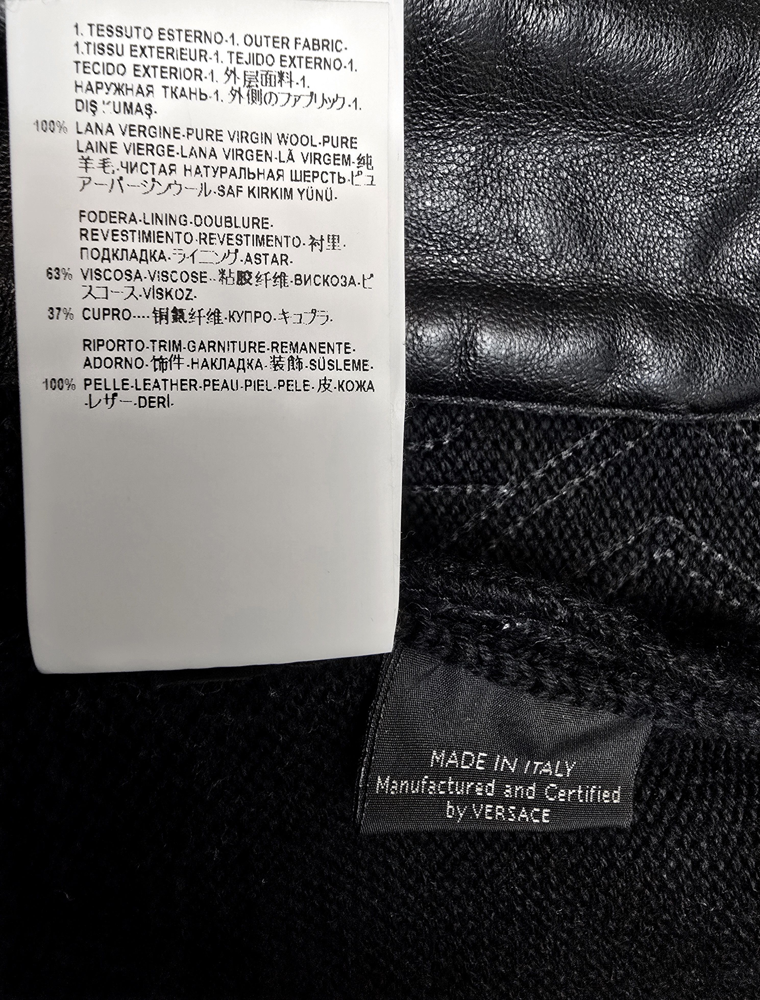 Versace $1950 Versace Wool and Leather Black Cardigan. IT54 Size US L / EU 52-54 / 3 - 14 Thumbnail