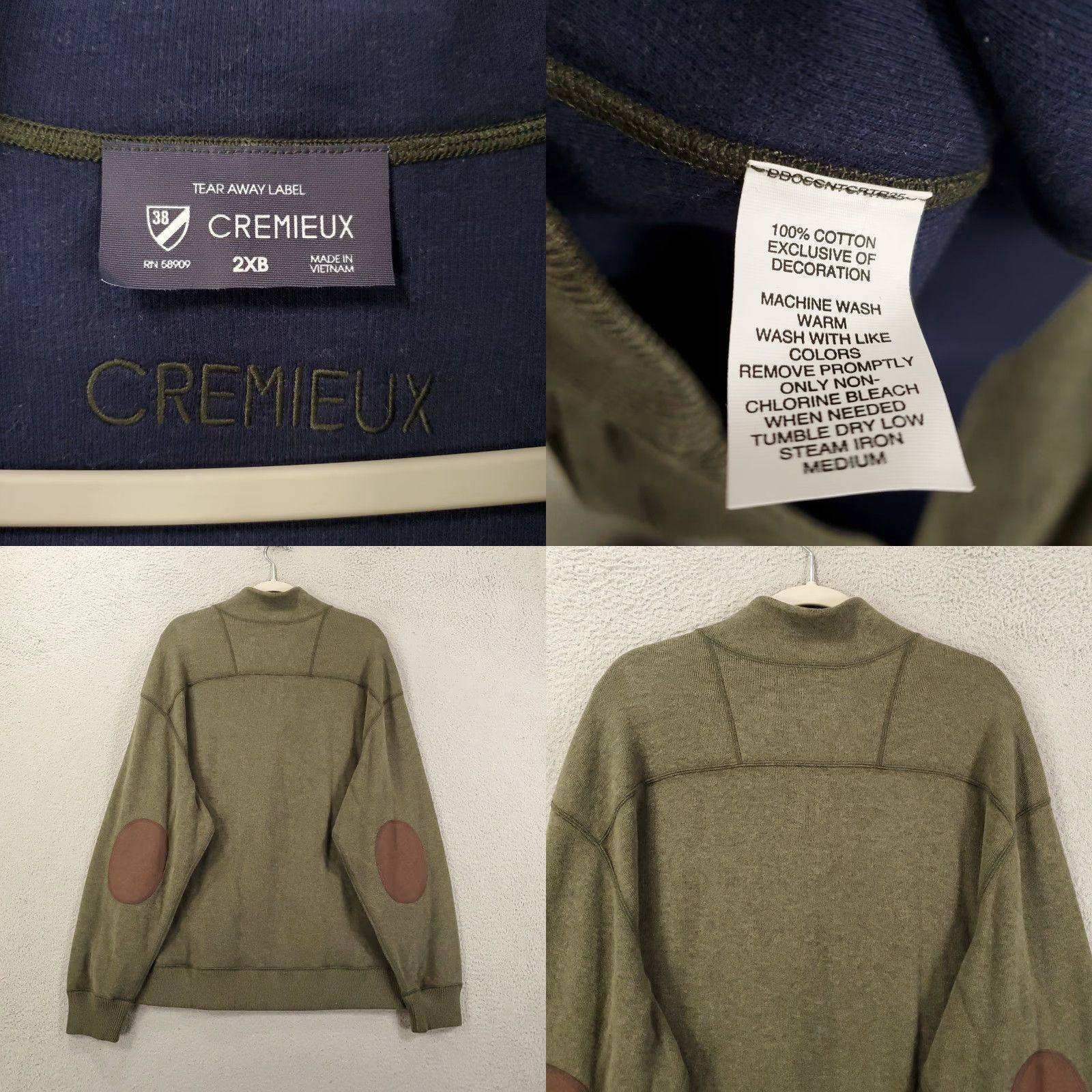 Cremieux VINTAGE New Mens Sweater Big 2X Green Blue Reversible Elbow Pad 1/4 Zip 2XB Pullover NWT Size US XXL / EU 58 / 5 - 8 Thumbnail