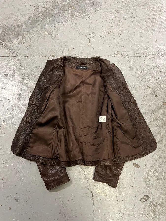 Vintage 1990s Massimo Rebecchi Textured Brown Leather Blazer Jacket Size US S / EU 44-46 / 1 - 8 Thumbnail