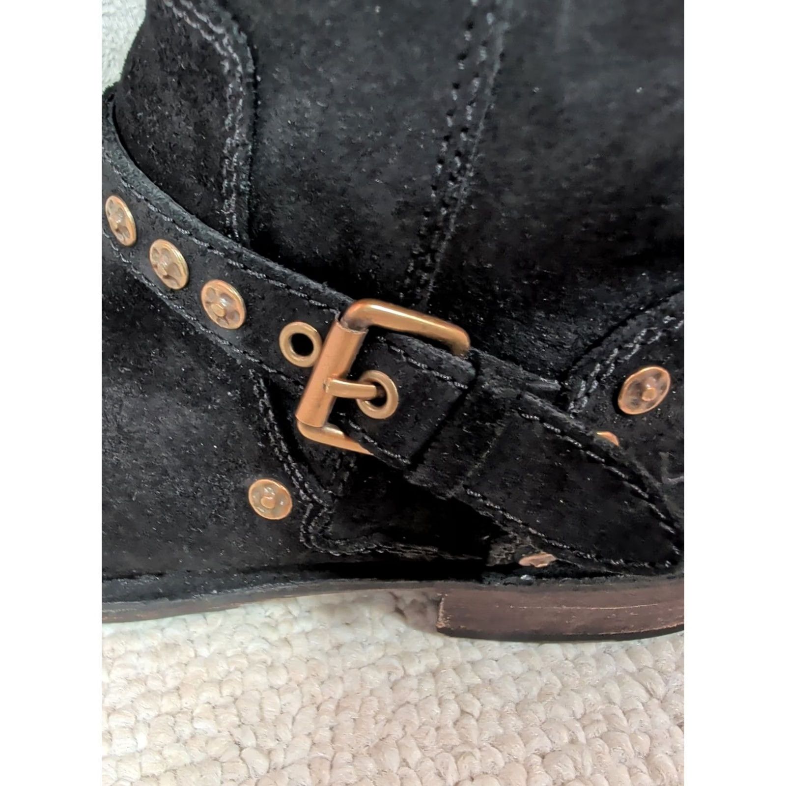 Ugg UGG Womens Black Suede Leather Sheepskin Biker Boot Sz 9 Fabrizia Studs Moto Size US 9 / IT 39 - 6 Thumbnail
