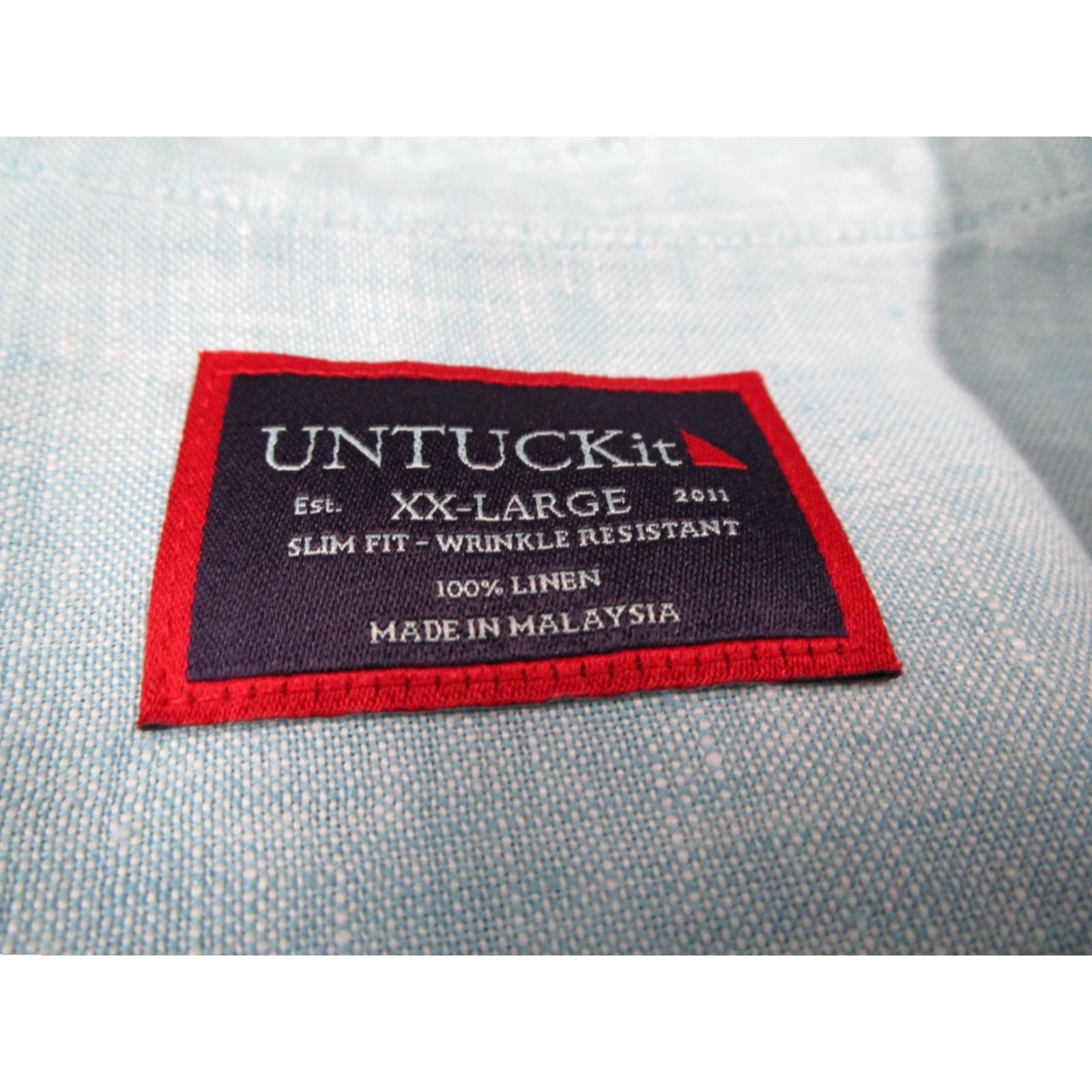 UNTUCKit UNTUCKit Button-Up Shirt Mens 2XL Slim Fit Blue Franconia Linen Long Sleeve Size US XXL / EU 58 / 5 - 3 Thumbnail