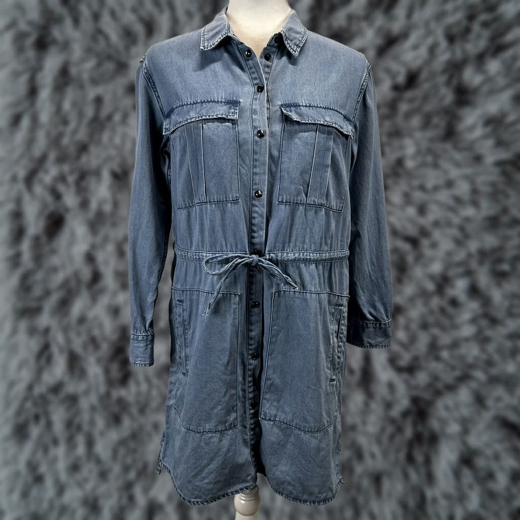 Allsaints AllSaints Millie Denim Shirt Dress Womens M Gathered Waist Short Western Boho Shirt Dress Casual Size M / US 6-8 / IT 42-44 - 1 Thumbnail