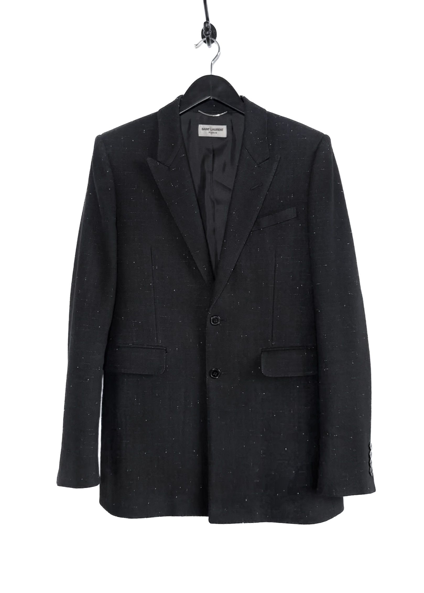 Saint Laurent Paris Saint Laurent 2015 Black Speckled Wool Blazer Size 40R - 1 Thumbnail