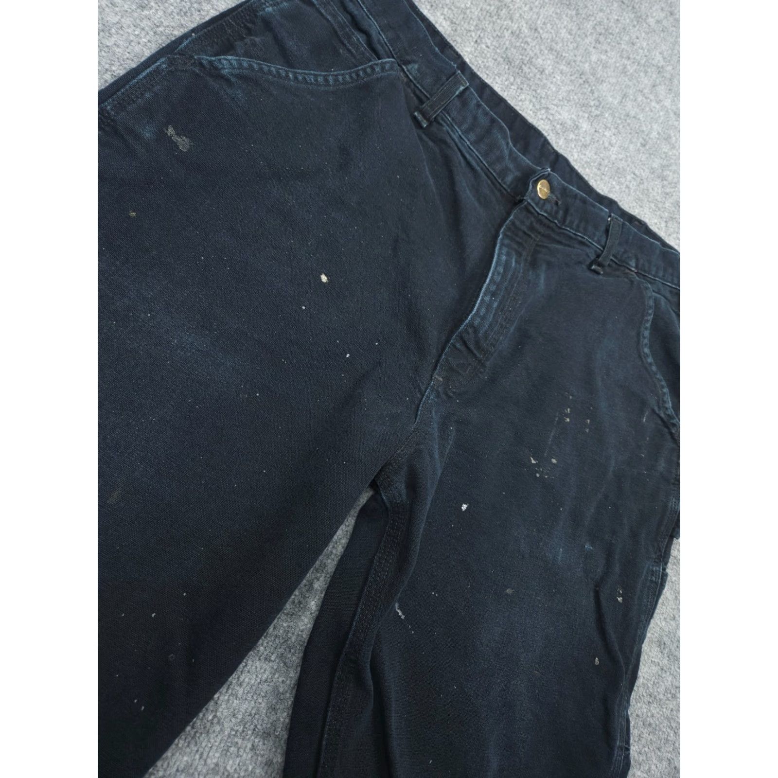 Carhartt VINTAGE Carhartt Carpenter Jeans Mens 34 x 32 Paint Distress Hole Workwear Denim Cotton Straight 34 in Inseam 32 in Black Mens Size US 34 / EU 50 - 3 Thumbnail