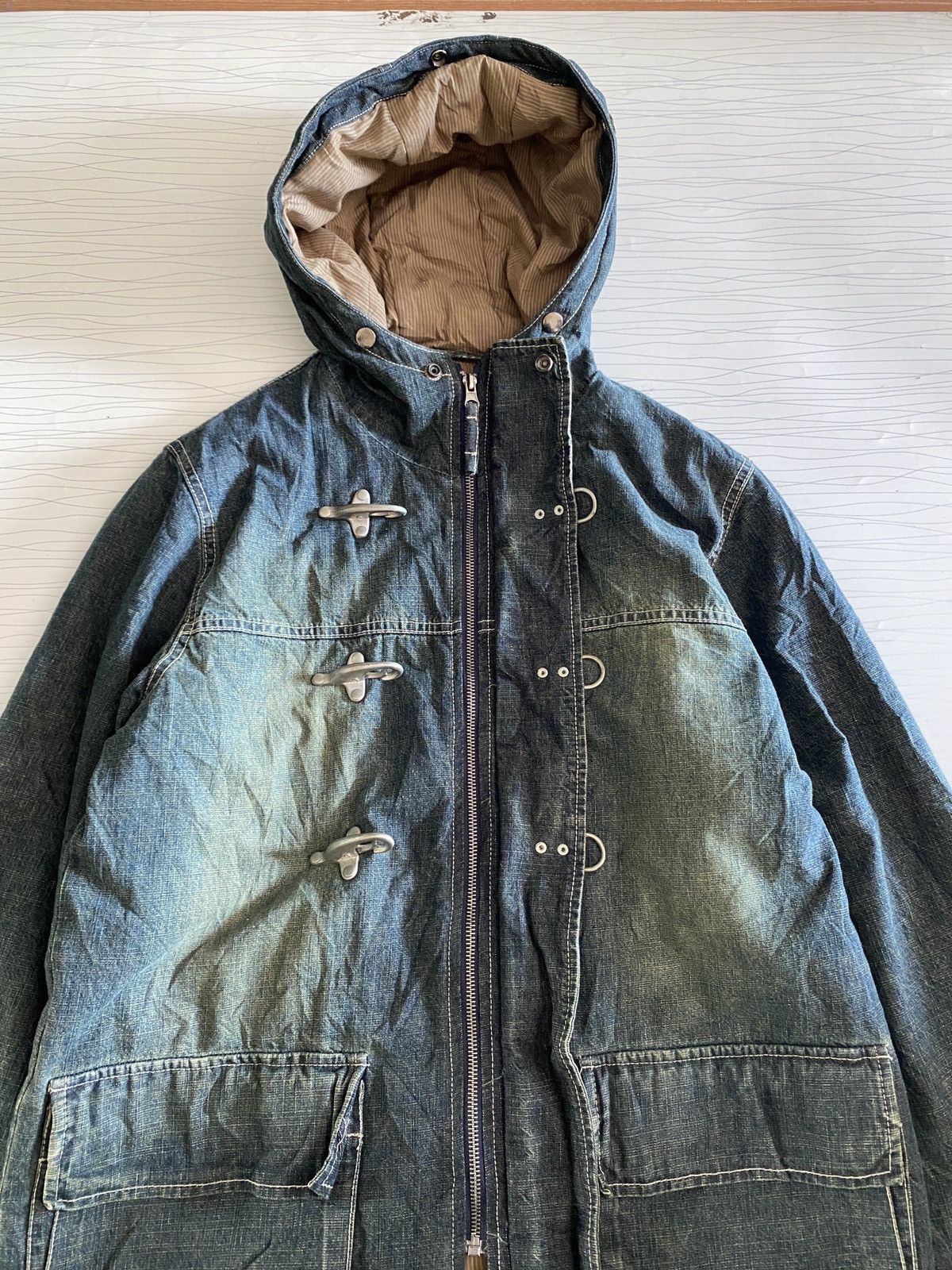 Japanese Brand Wash Denim Blues Parka Jacket in Mid Blue Kapital Style Size US M / EU 48-50 / 2 - 9 Thumbnail