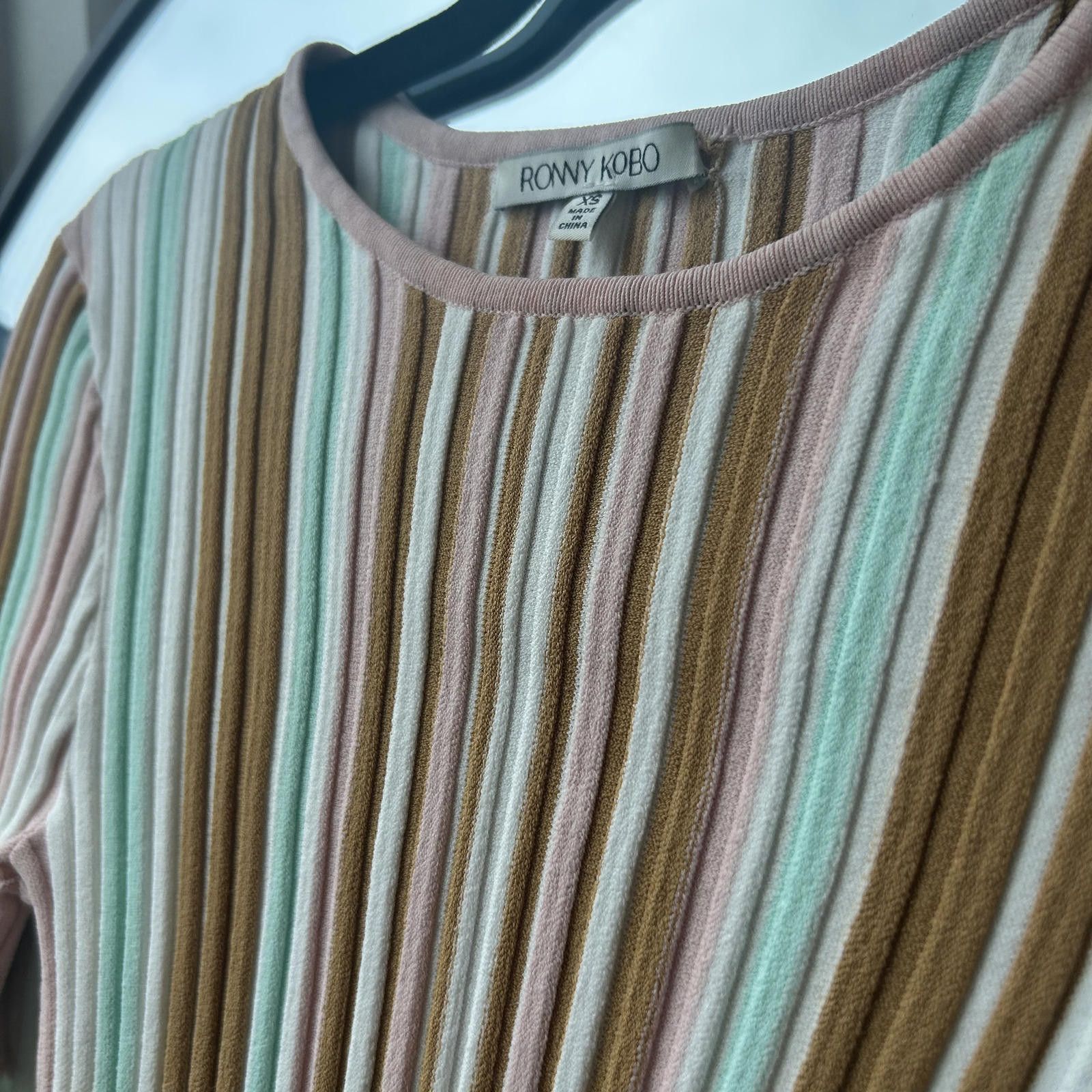 Designer Ronny Kobo Striped Ribbed Knit Top XS Size XS / US 0-2 / IT 36-38 - 3 Thumbnail