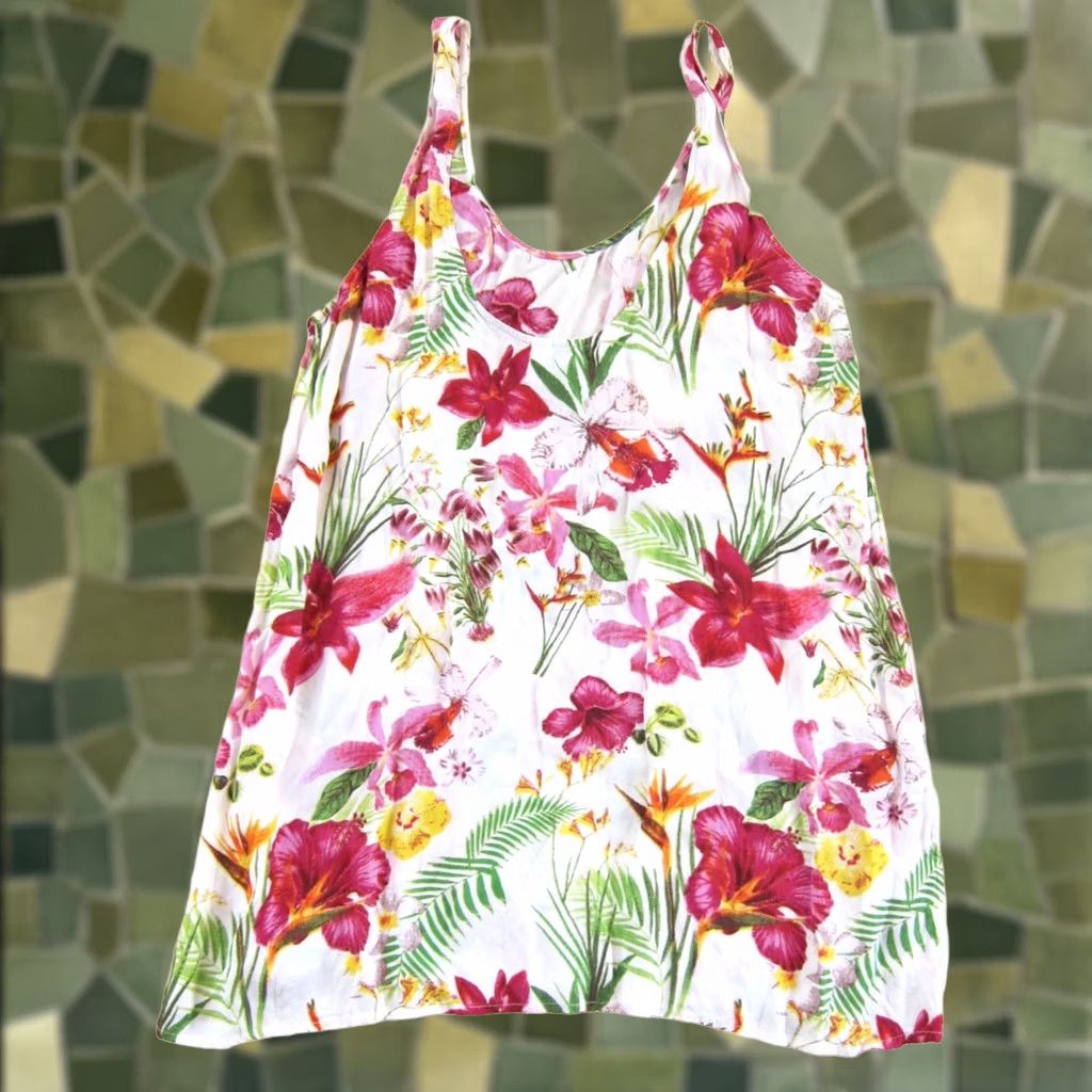 Rip Curl Rip Curl Floral Mini Tank Dress M Pink White Green Yellow Orange Rayon 100% Floral Pattern Women Sleeveless Round Neck A-Line Short Dress Size M / US 6-8 / IT 42-44 - 1 Thumbnail